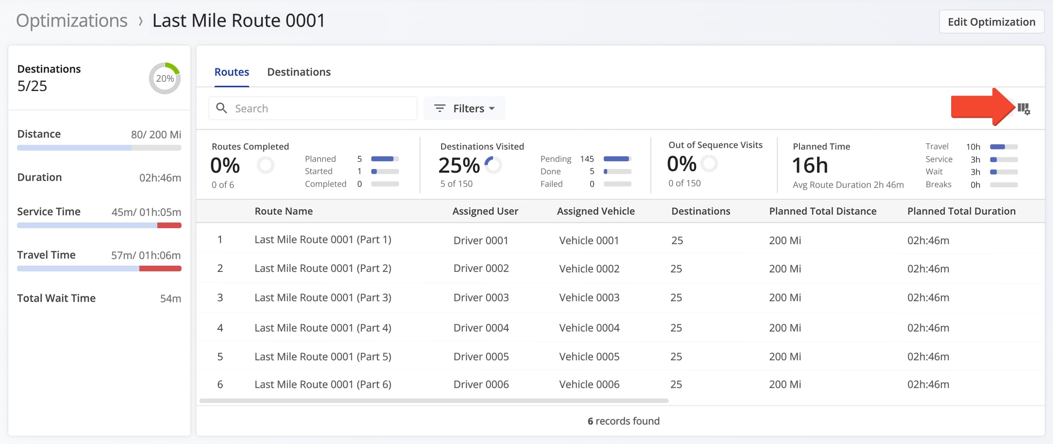 Customize your Optimization Snapshot by adjusting data columns.