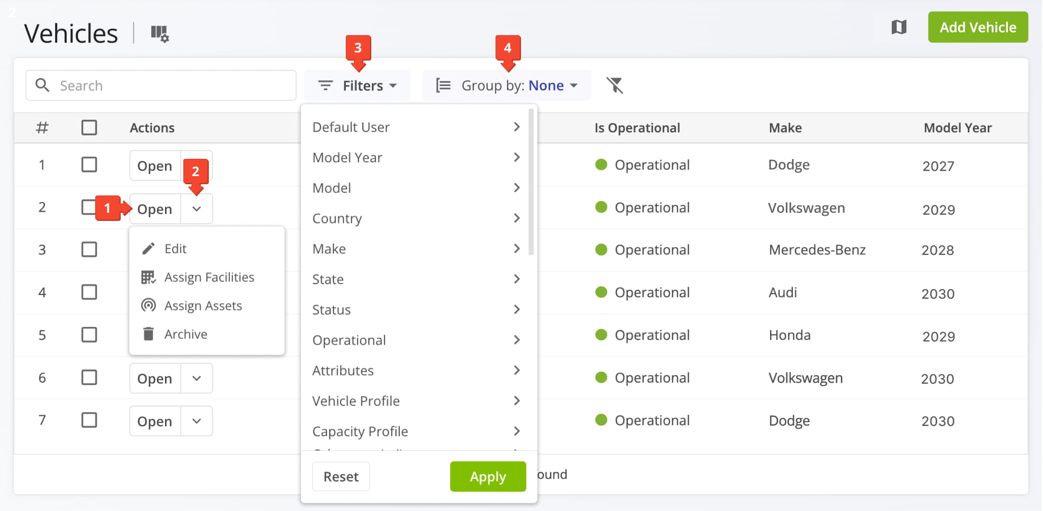 To view and manage vehicles in your Route4Me account, configure the setting in your Vehicles page.
