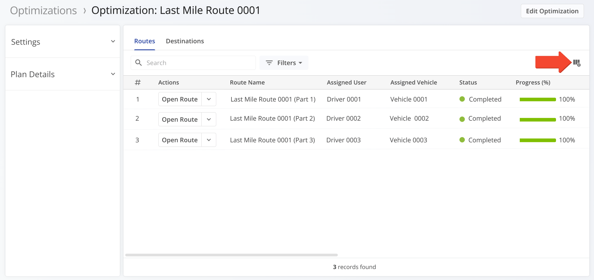 Customize your Optimization Snapshot by adjusting data columns.
