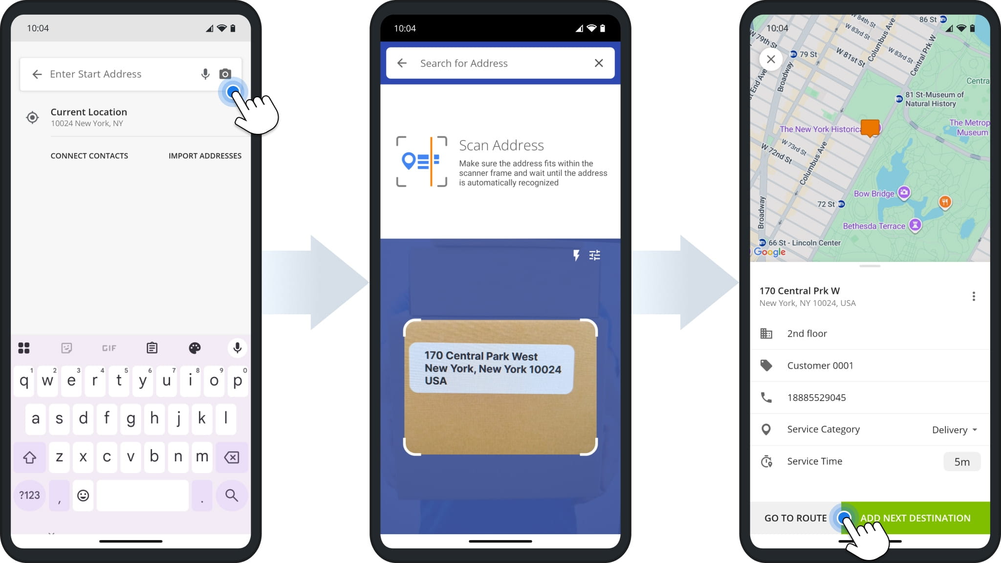Using optical character recognition address scanner or OCR for adding addresses to routes on Route4Me