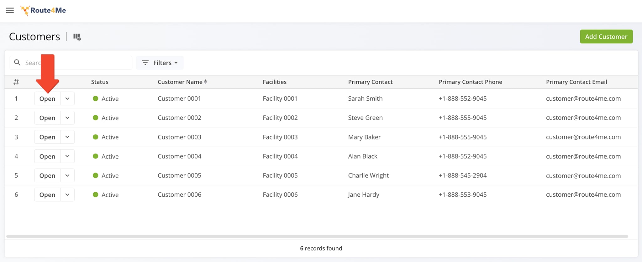 Open a Customer Snapshot to view and edit customer details.