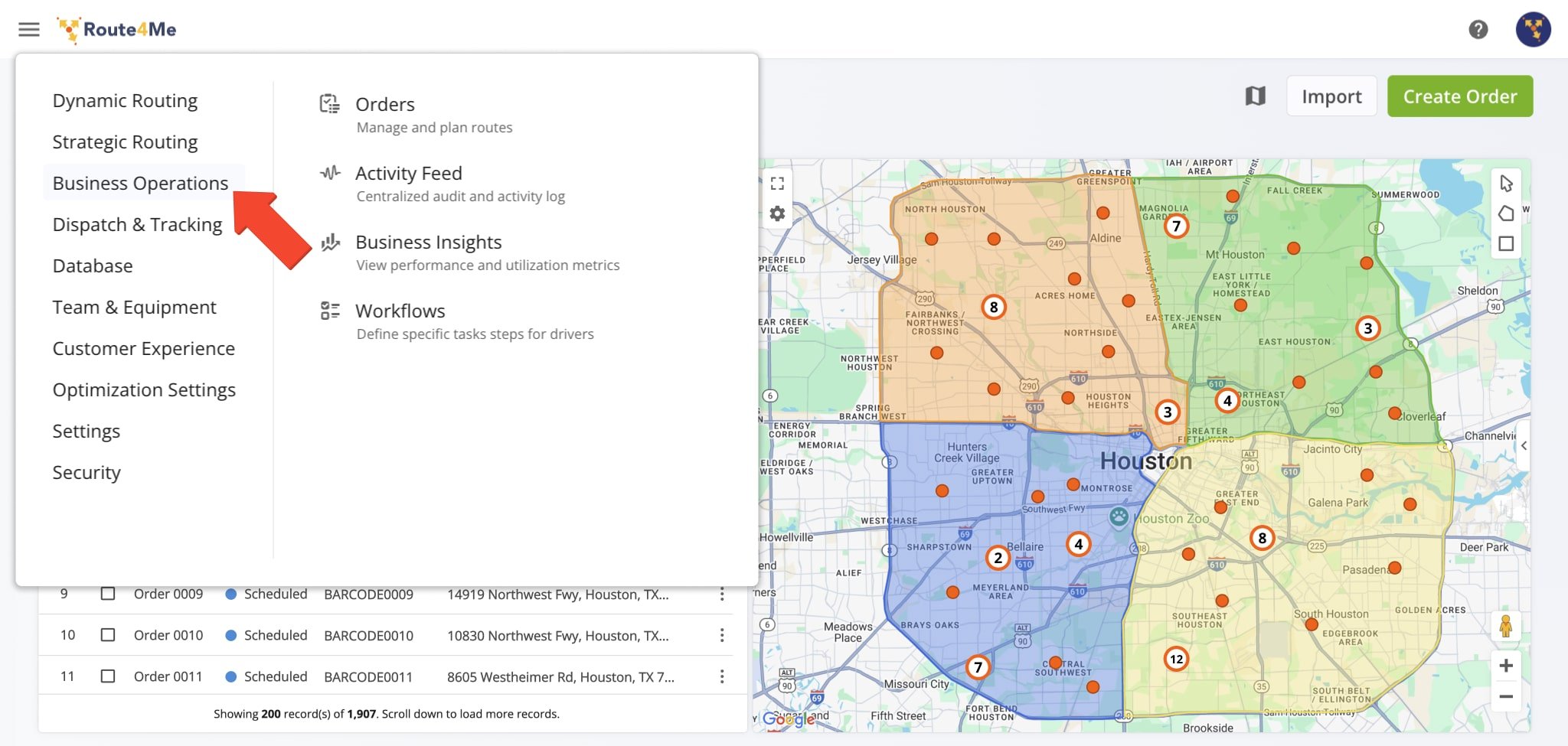 access Route4Me's ERP Order Management System to add, import, and plan routes with Orders, get detailed Business Insights, and set up proof of visit and delivery Workflows with mandatory tasks.