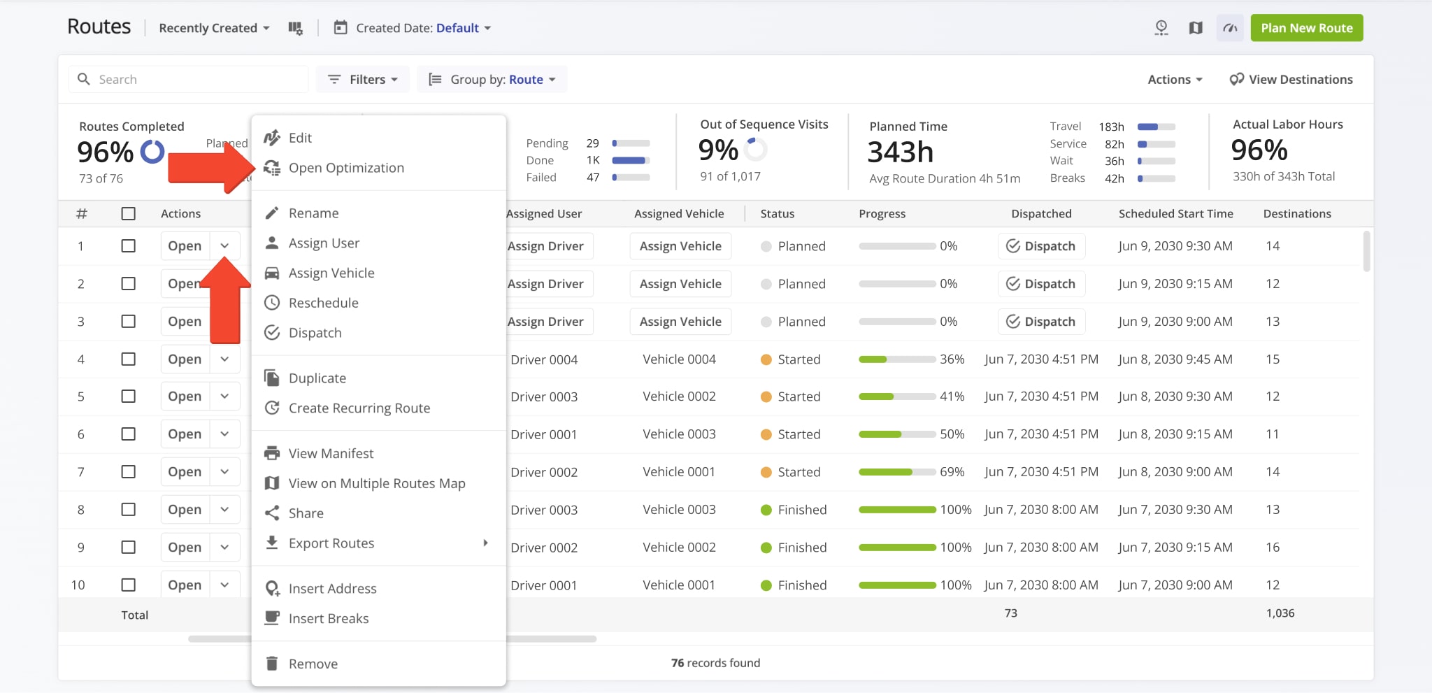 Access Optimization Snapshots to view key metrics and insights.