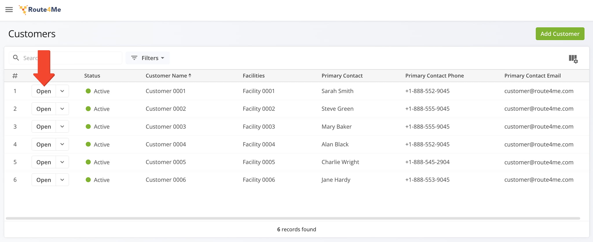 Open a Customer Snapshot to view and edit customer details.