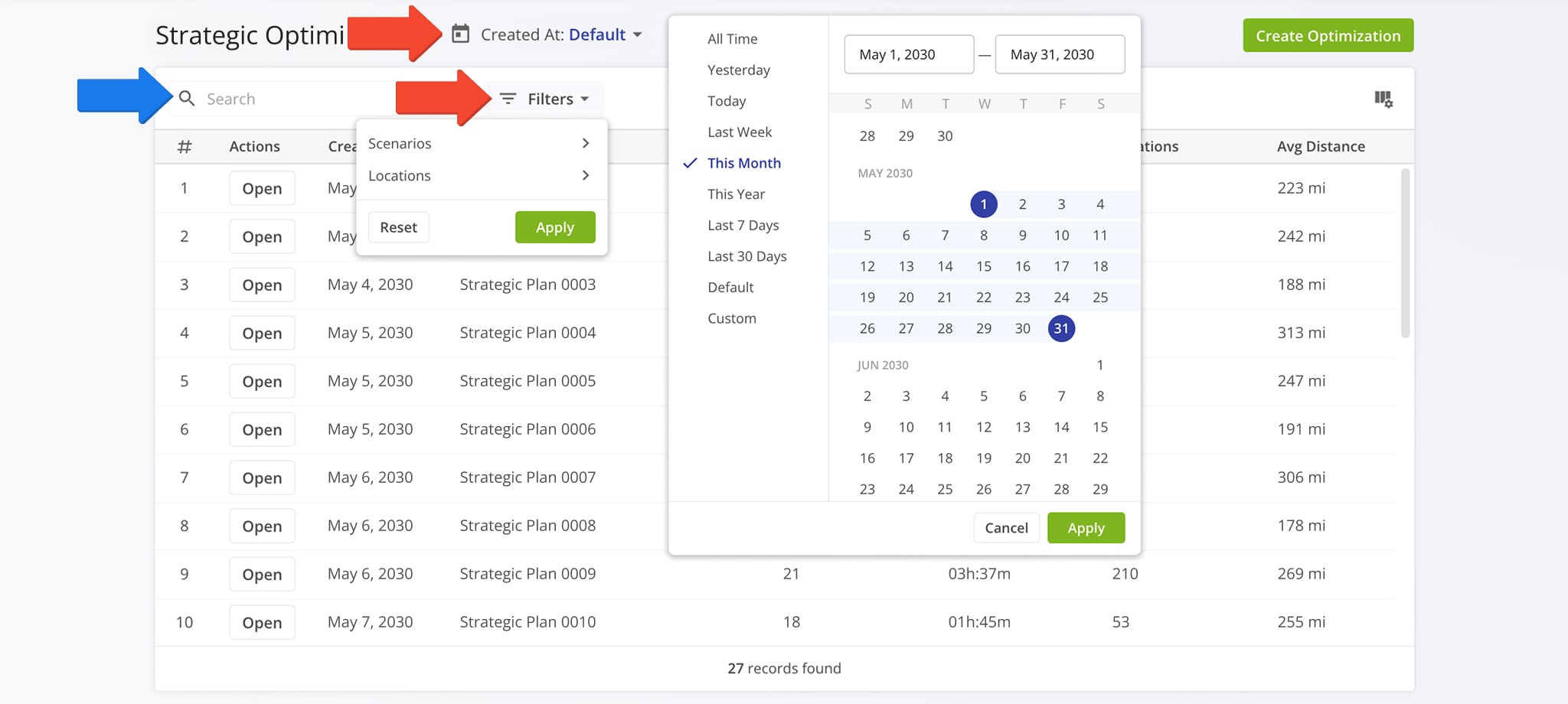 To find a specific strategic plan on your account, you can use custom filters or search for a plan.