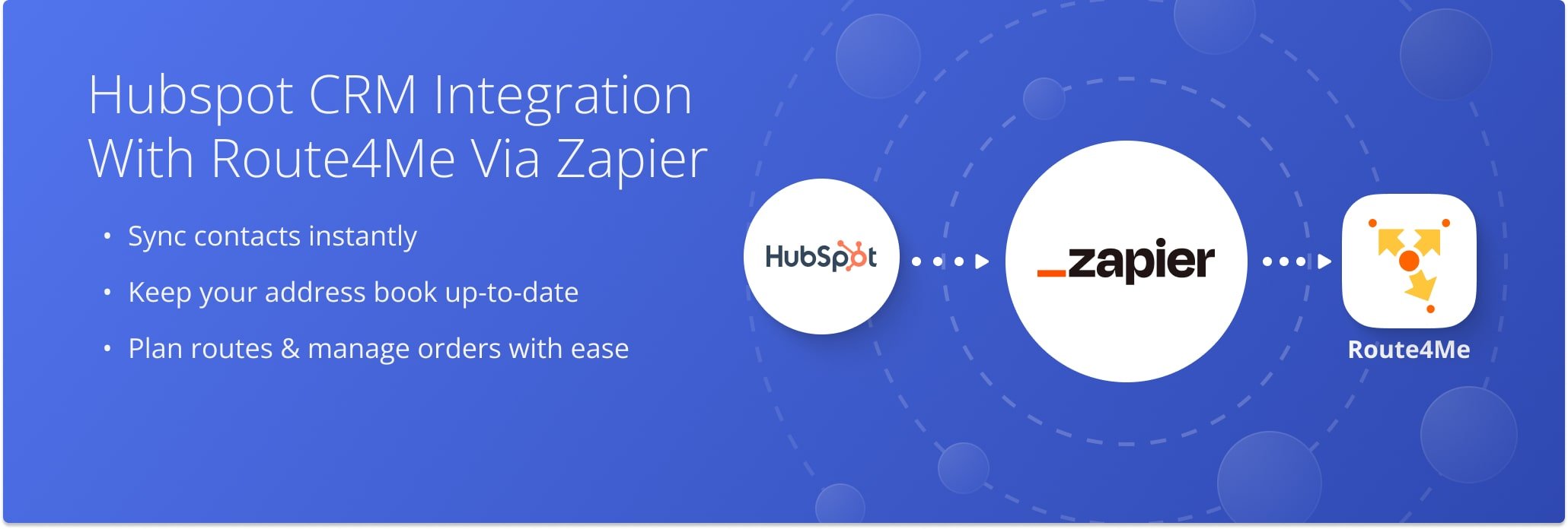 Sync HubSpot contacts with Route4Me via Zapier for automatic route planning.
