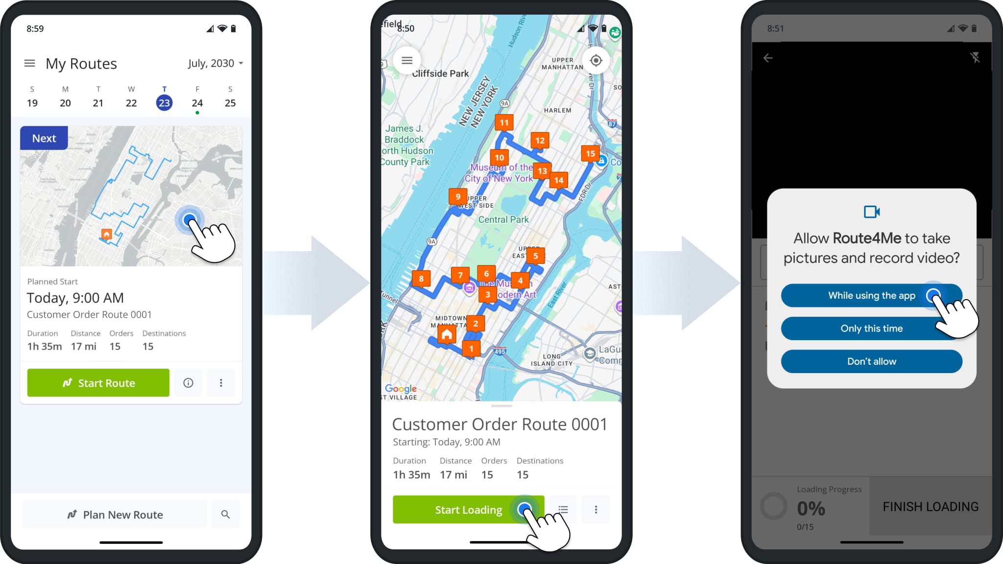 To scan barcodes and load orders, open the Route4Me Order Routing App.