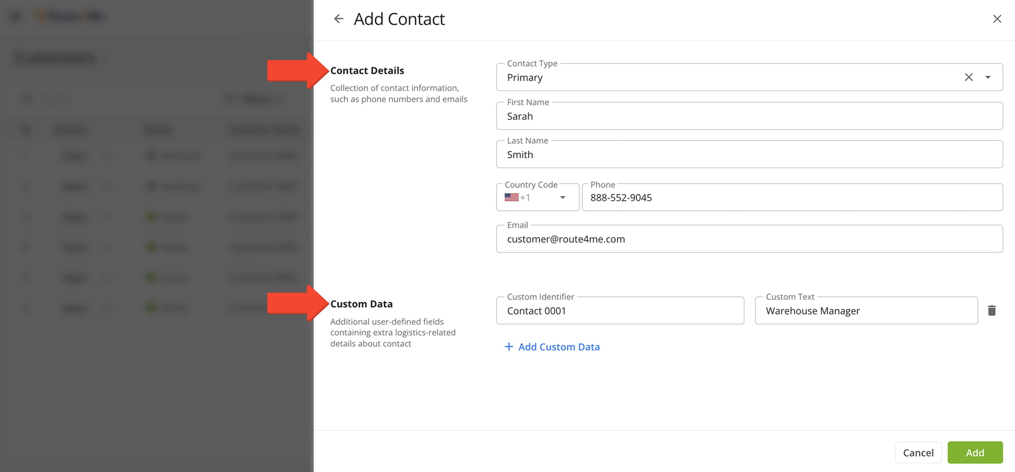 You can also add a Custom Identifier to distinguish each contact on your Route4Me account.