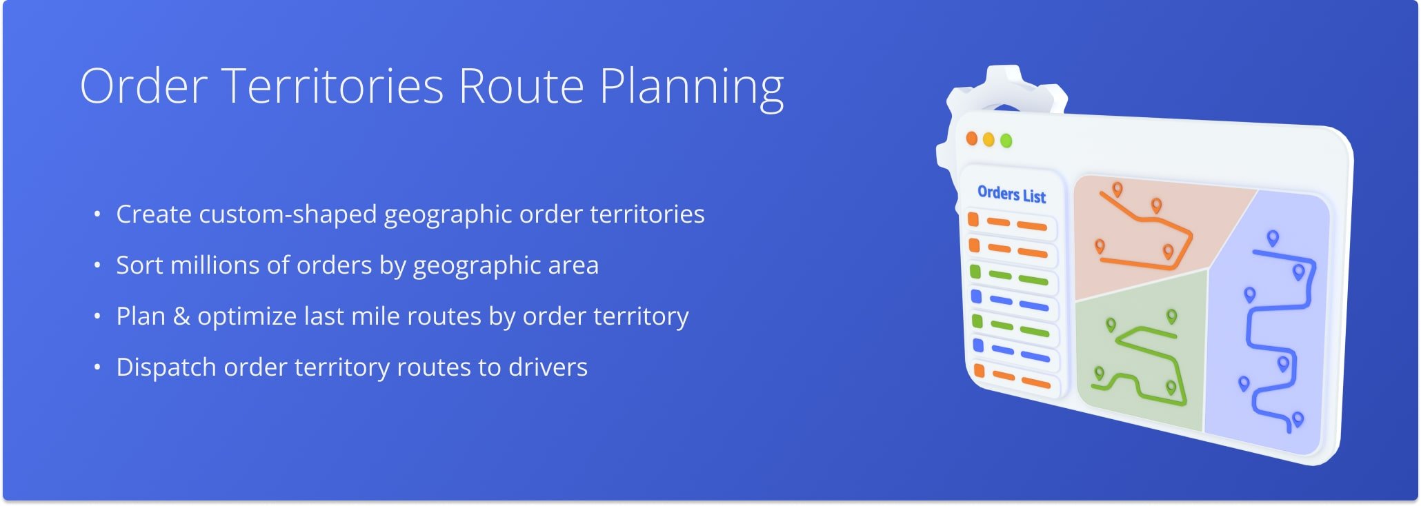 Route4Me's Territory Orders are used for optimizing multi-stop routes within geographical areas.