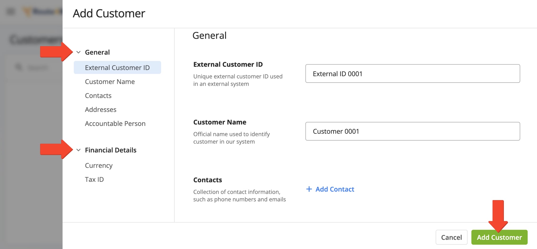 To create a new customer, fill out the fields in the 'Add Customer' panel and click 'Add Customer' to save.