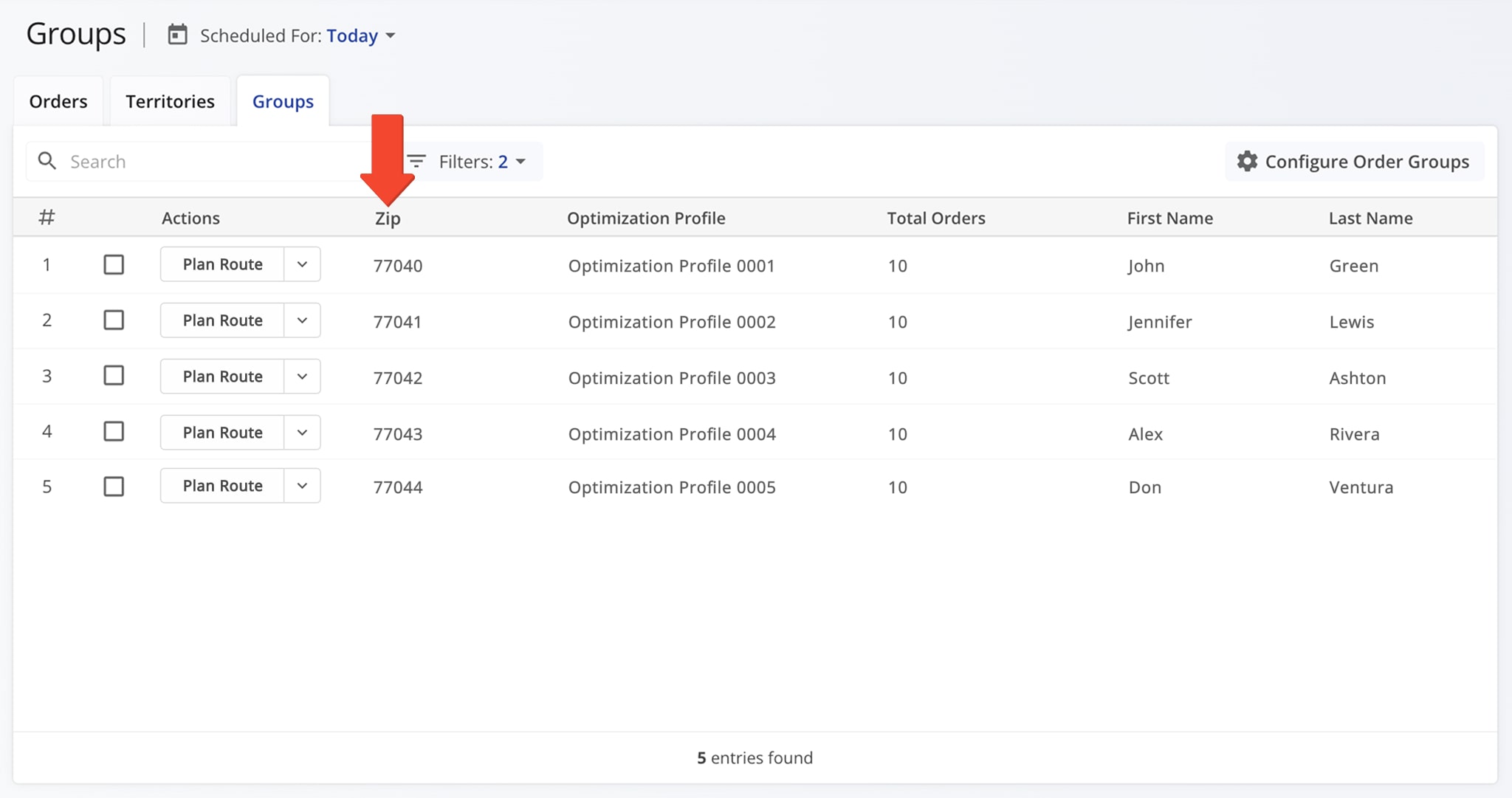 Routing orders grouped by address ZIP code using ZIP Code Order Groups.