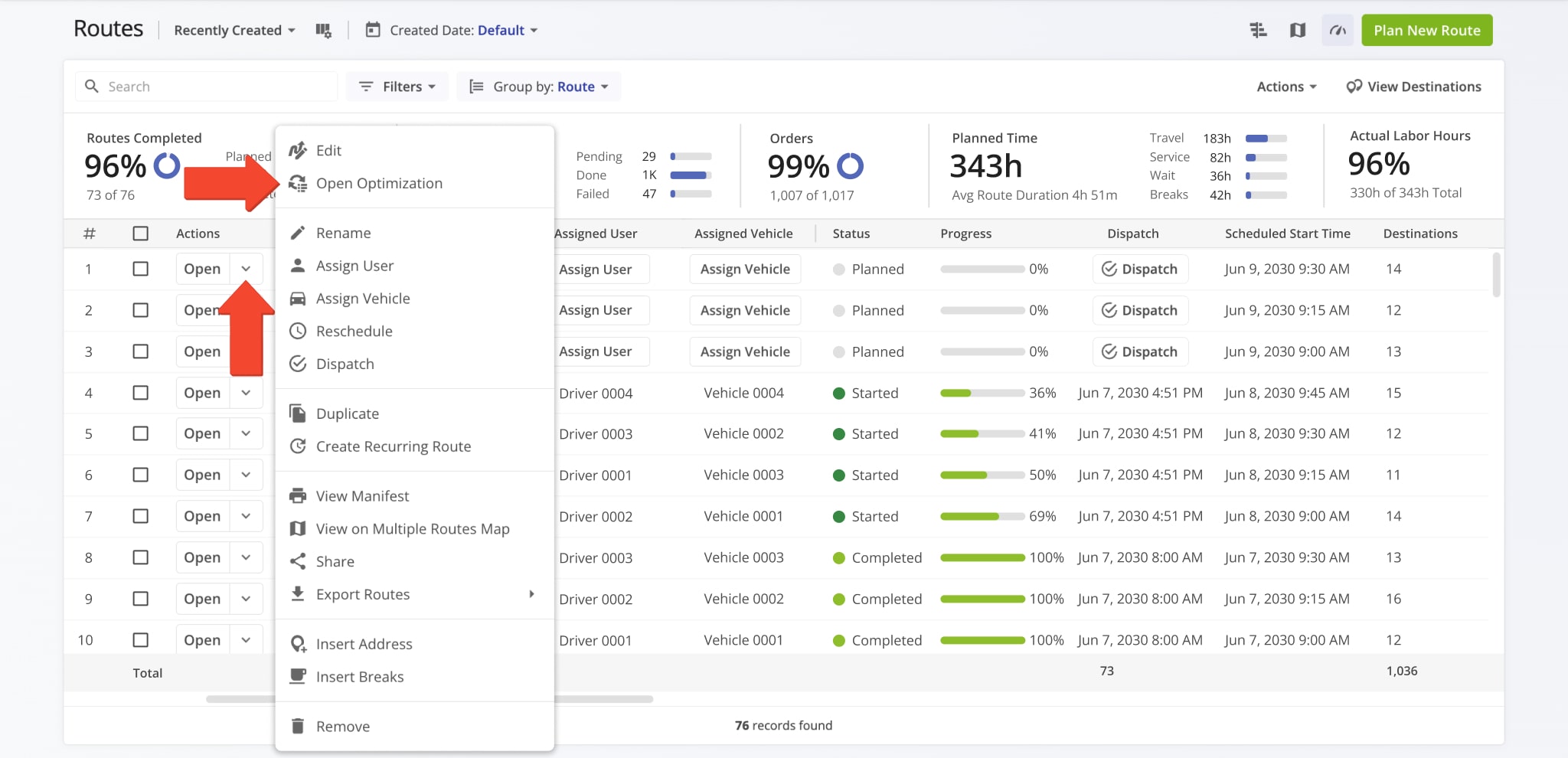 Access Optimization Snapshots to view key metrics and insights.