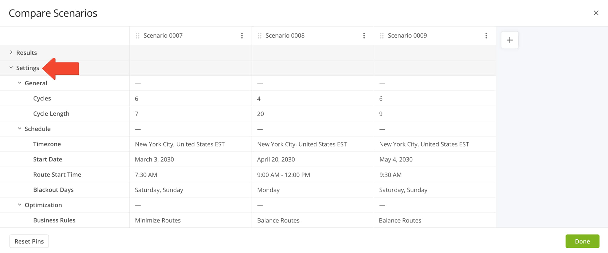 You can now see Strategic Scenario Settings when you compare Strategic Optimization Scenarios in addition to previously available data items.