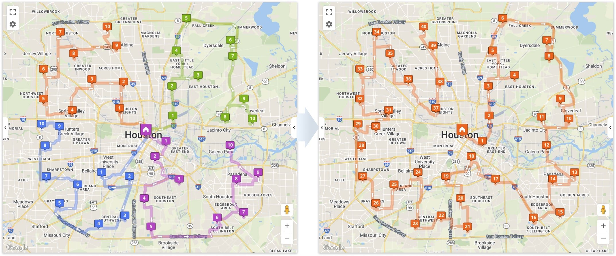 Route4Me enables you to easily merge routes from your route management tools in just a few clicks. Merging multiple routes will create a new merged route without deleting the existing routes.