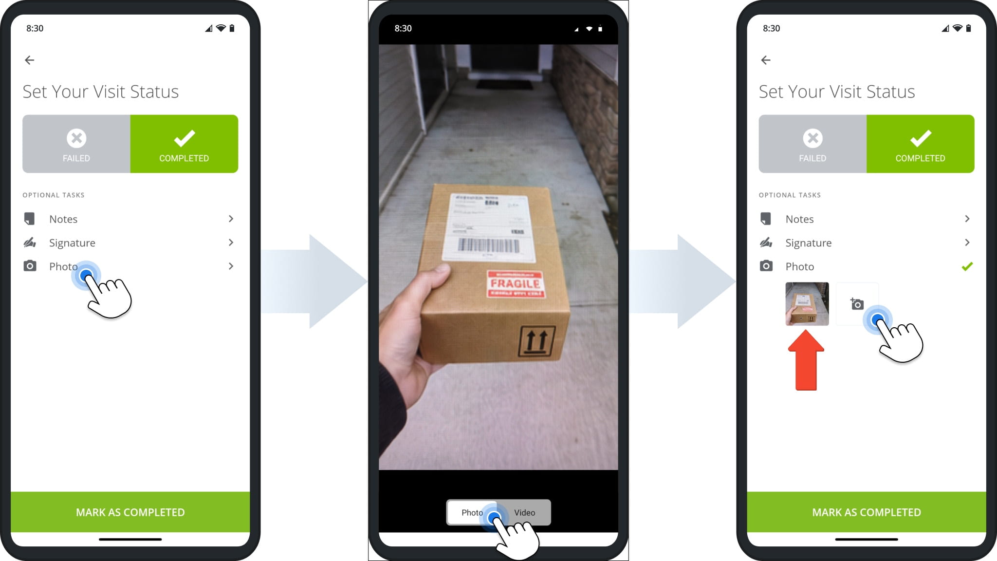 Attach photo proof of delivery or proof of service to route stops on Route4Me