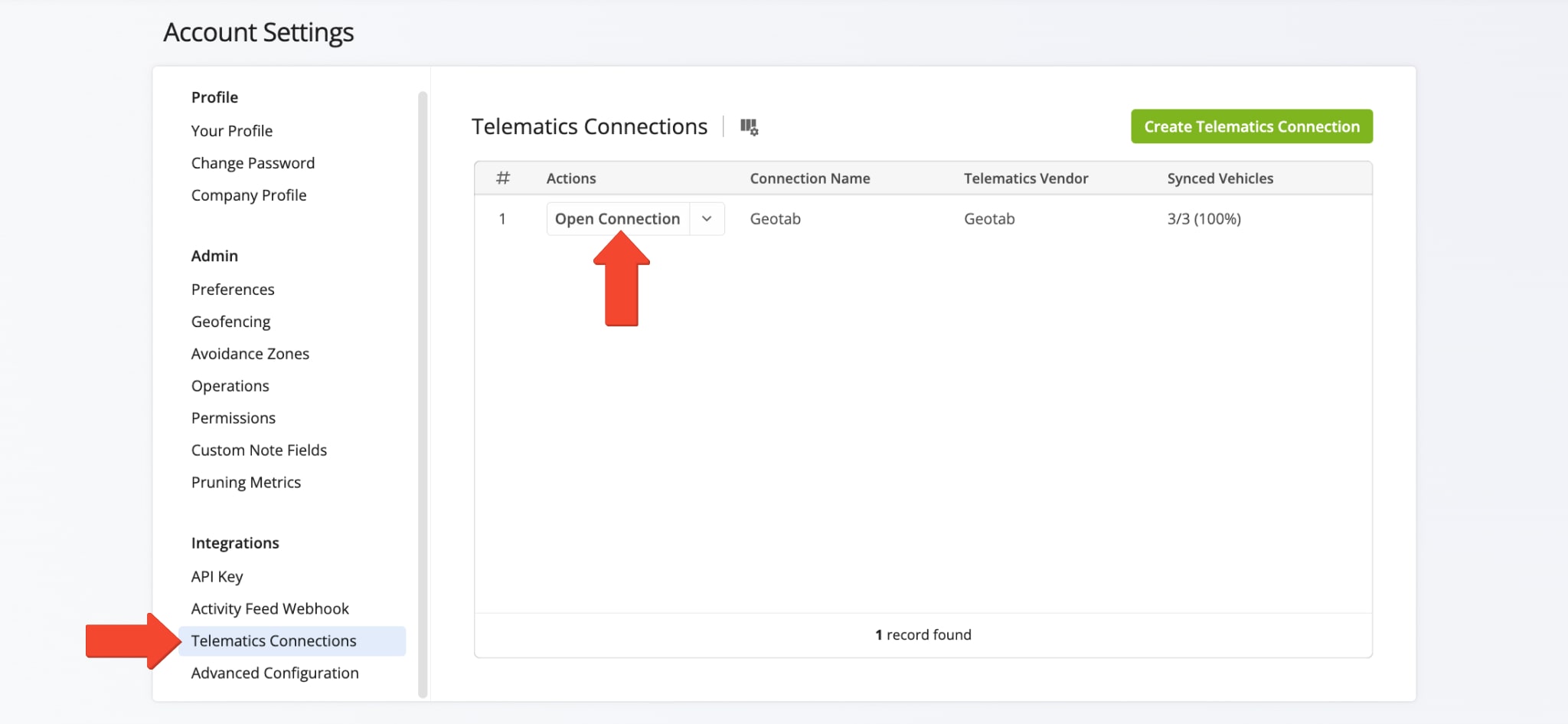 Open the Telematics Snapshot from your Account Settings.