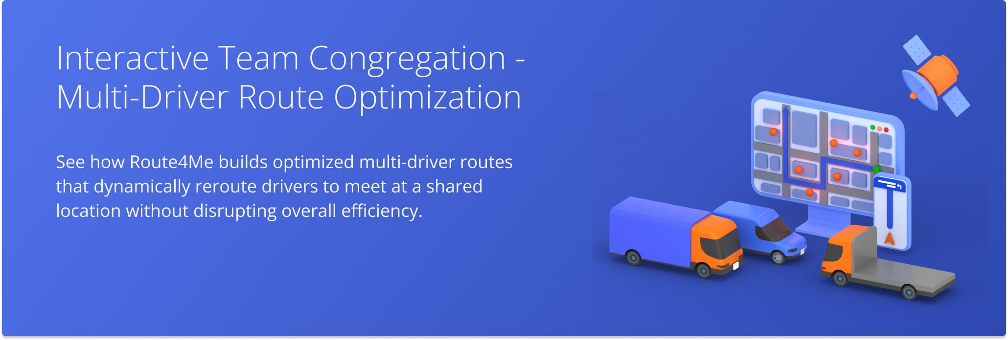 Route4Me simulation of optimized multi-driver routes that dynamically reroute drivers to meet at a shared location.