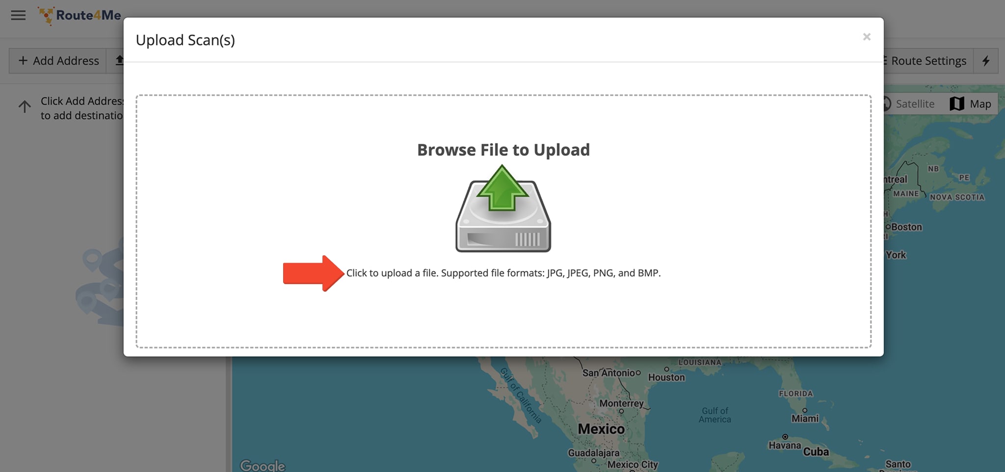 The Upload Scans method allows you to plan routes using scanned documents, saving time by eliminating manual data entry.