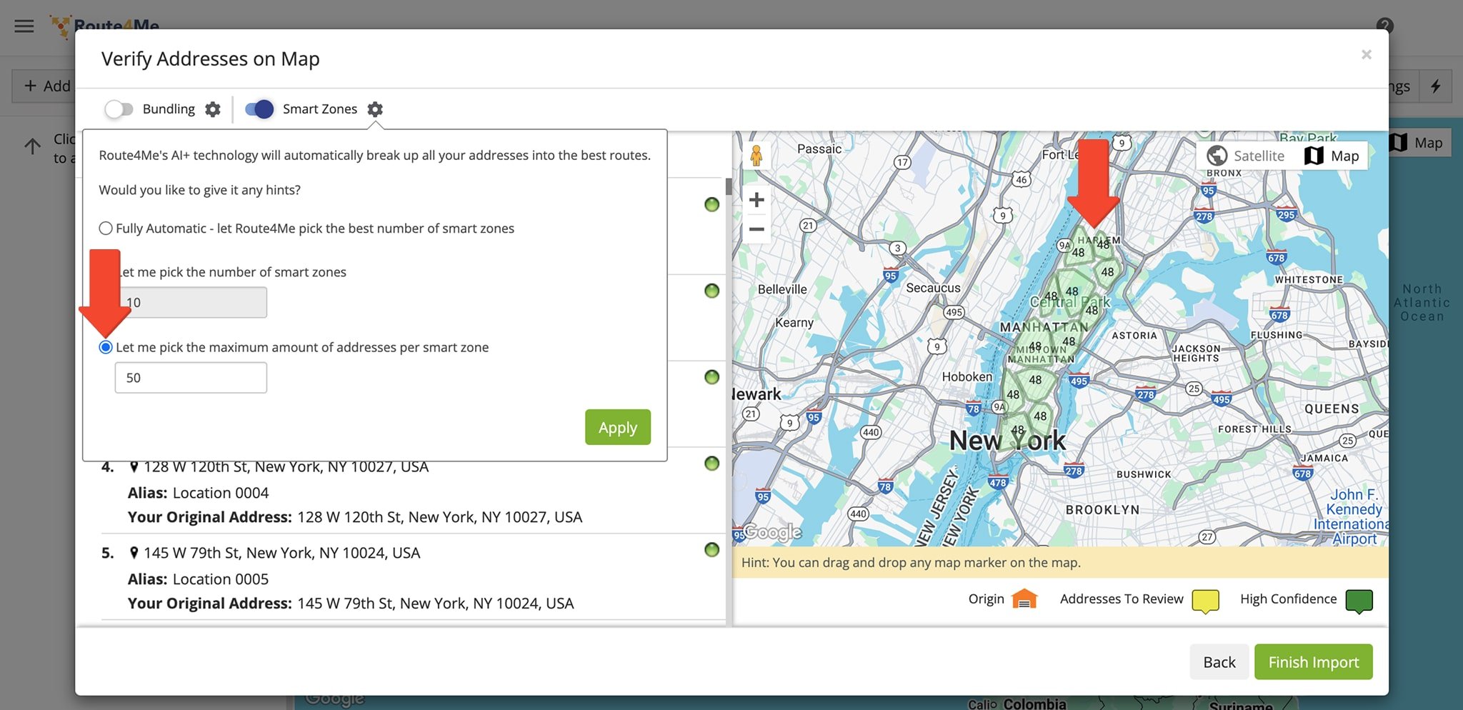 Specify the maximum number of addresses that can be included in each automatically generated address cluster.