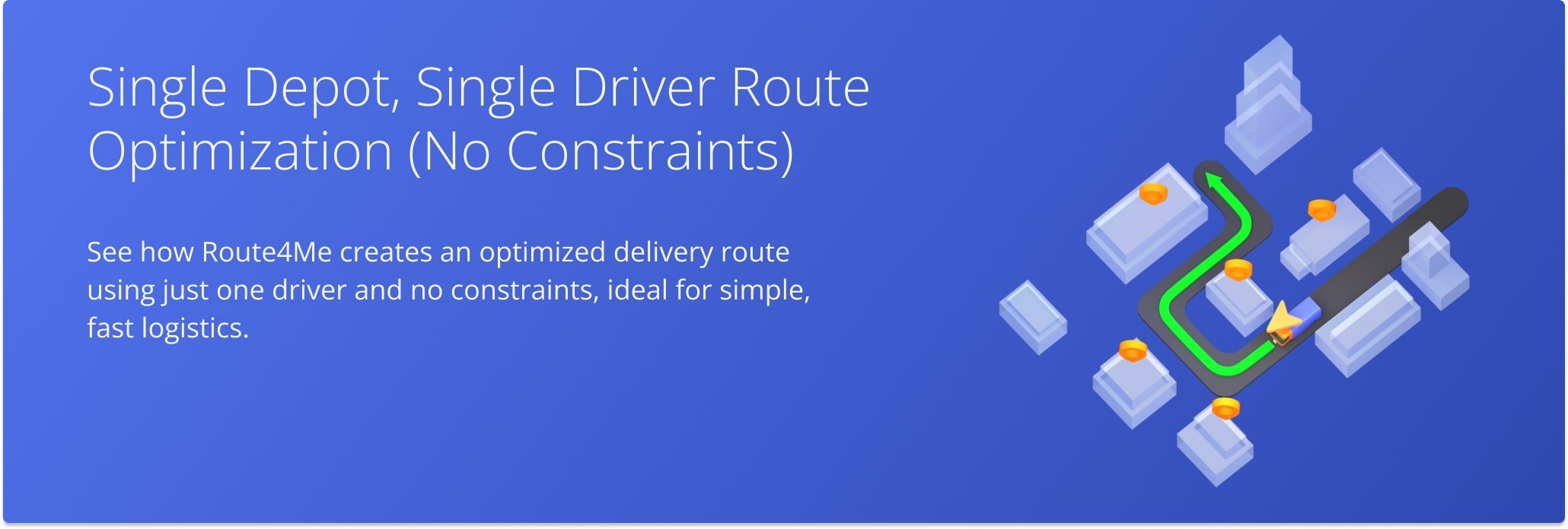 Route4Me simulation of an optimized delivery route using just one driver and no constraints.