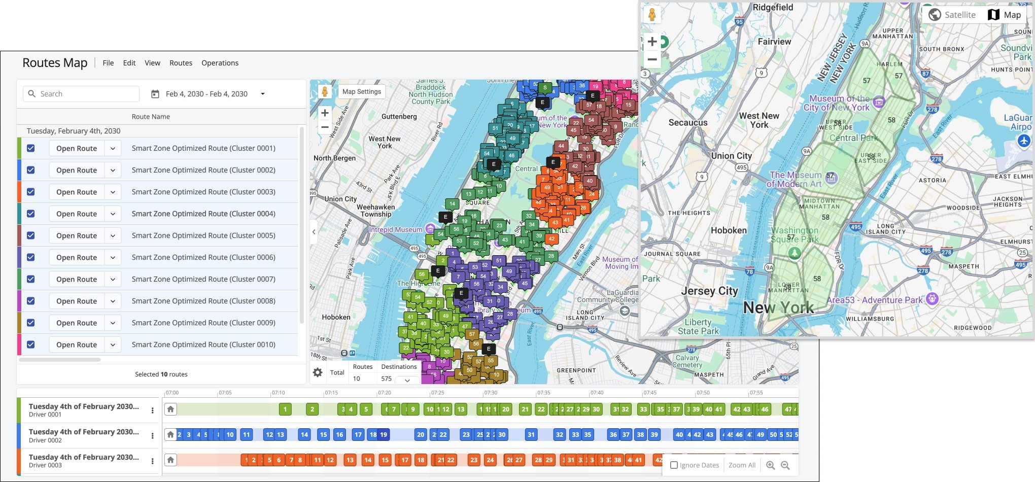 Route4Me's SmartZone route planning automatically splits addresses into optimal address clusters for route optimization.