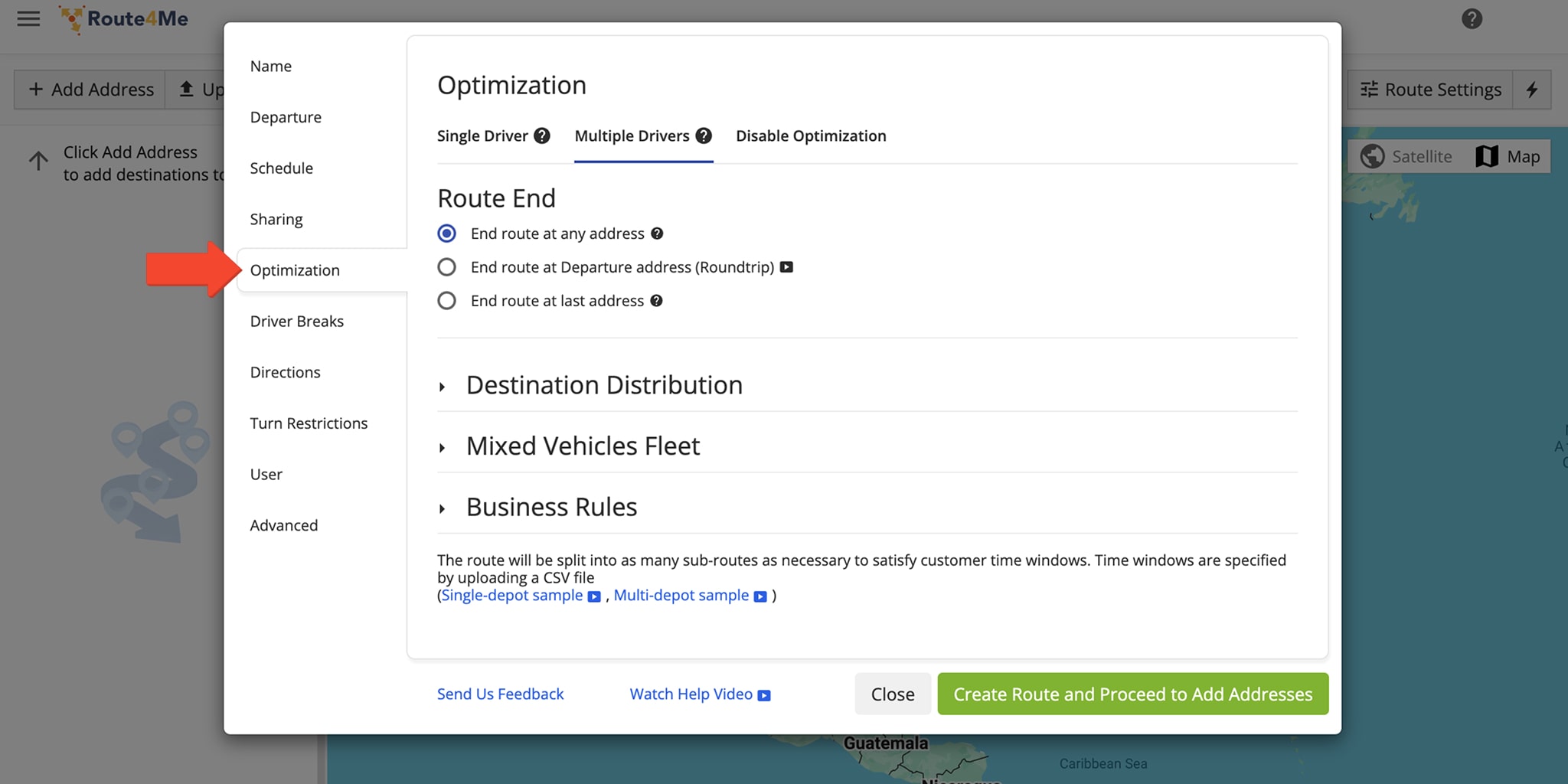 Specify route optimization settings for Smart Zone route planning.