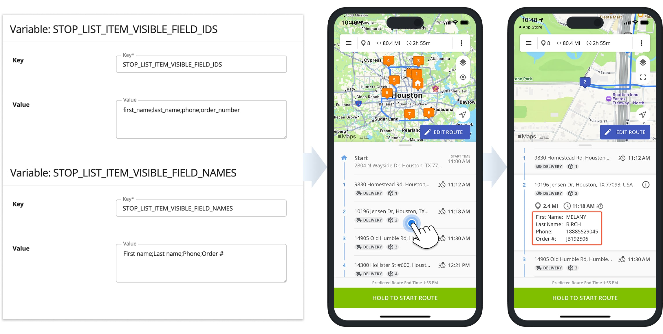 Once you've added your preferred destination details to the Advanced Configurations described above, they become instantly available Route4Me's iPhone Route App.