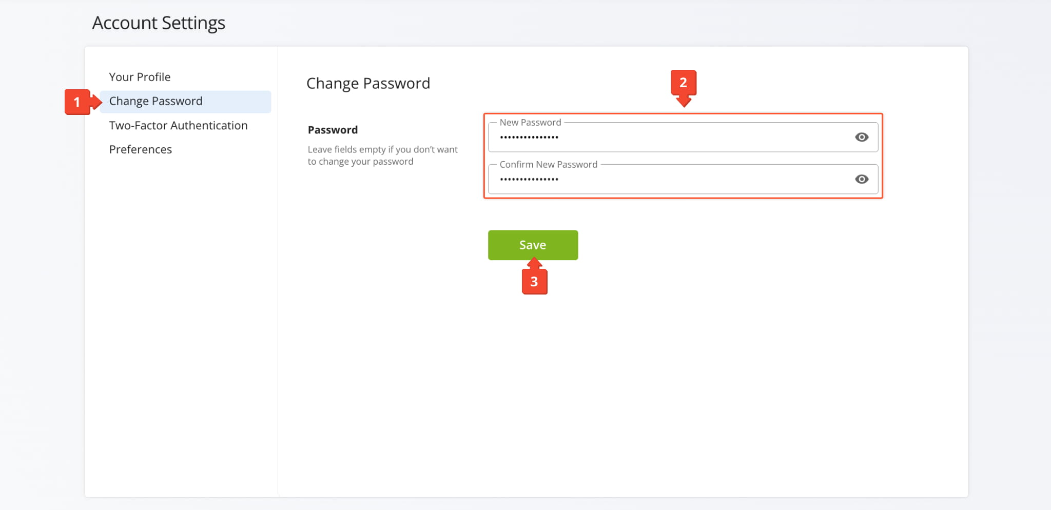 Change your Route4Me account password from the Account Settings page.