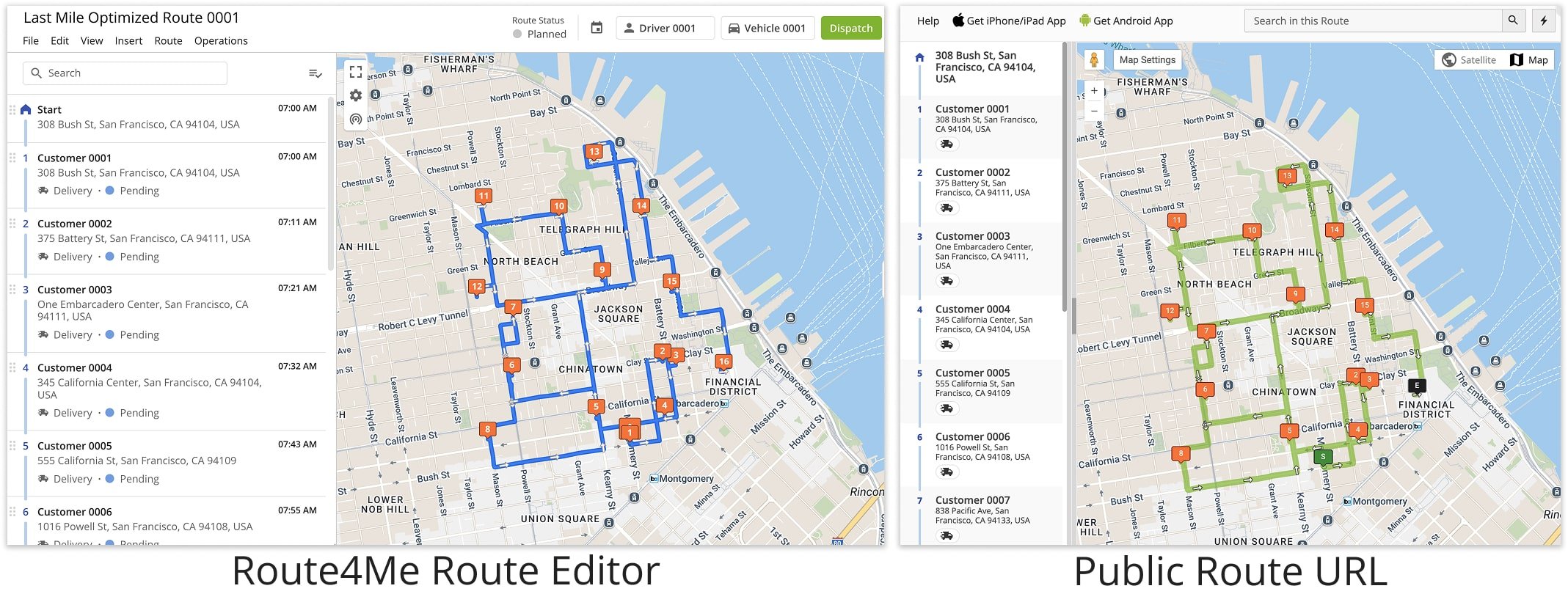 Sharing lets others view a route while assigning gives team members the ability to edit routes.