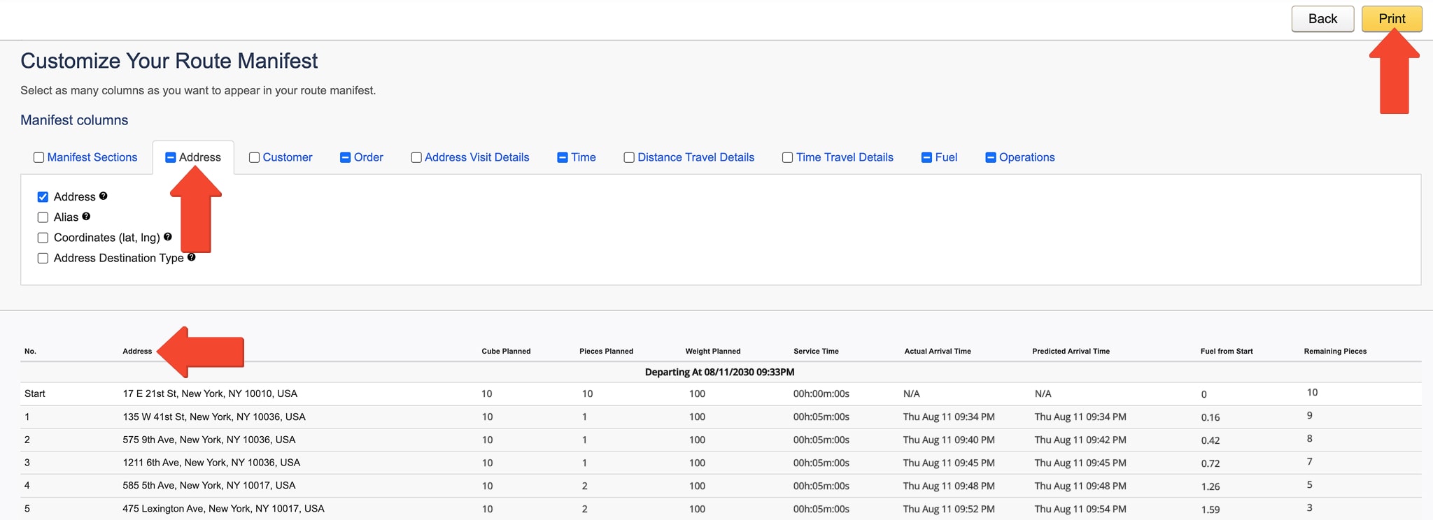 Route4Me's Dynamic Route Manifest provides a comprehensive view of route metrics, including order details, capacity, and logistics KPIs.