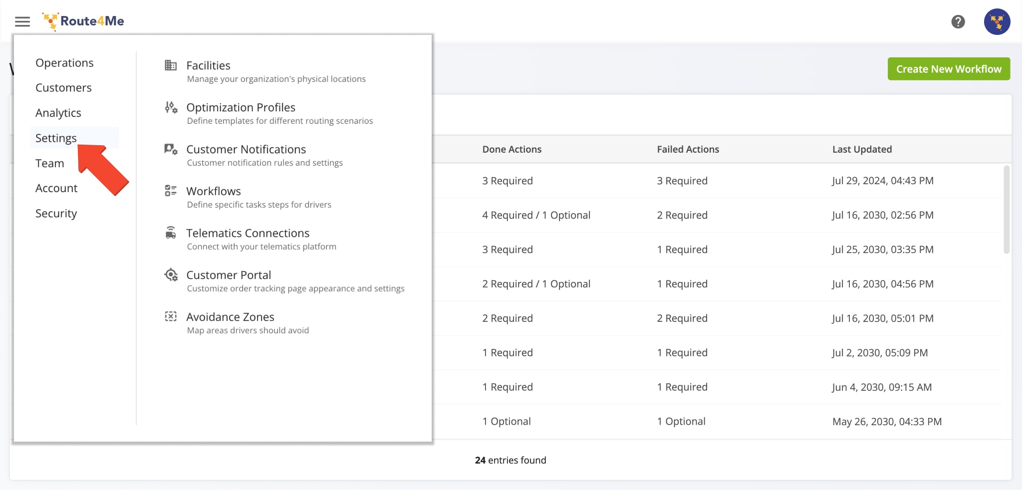 Access advanced settings such as workflows, optimization profiles, notification settings, and more.