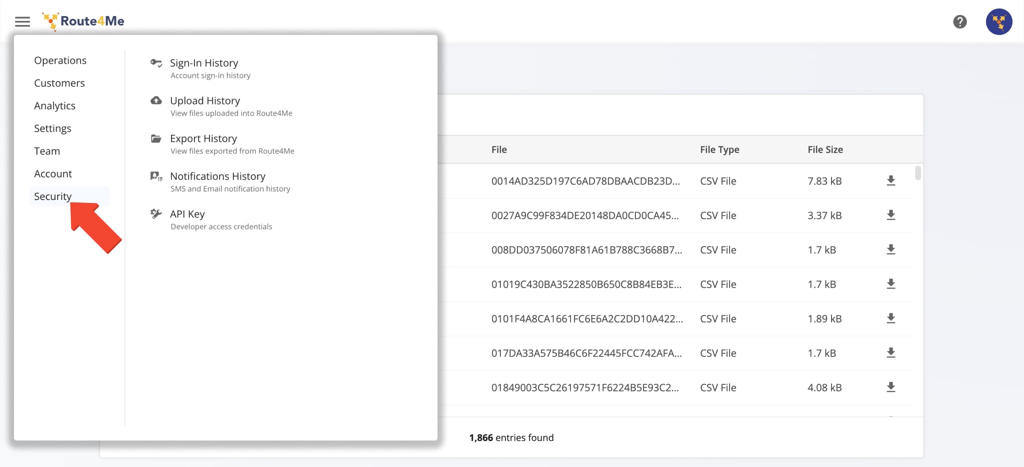 To ensure you always have a comprehensive overview of the activity on your Route4Me account, the Enterprise Route Planning Software provides detailed history records of all activity on your account.