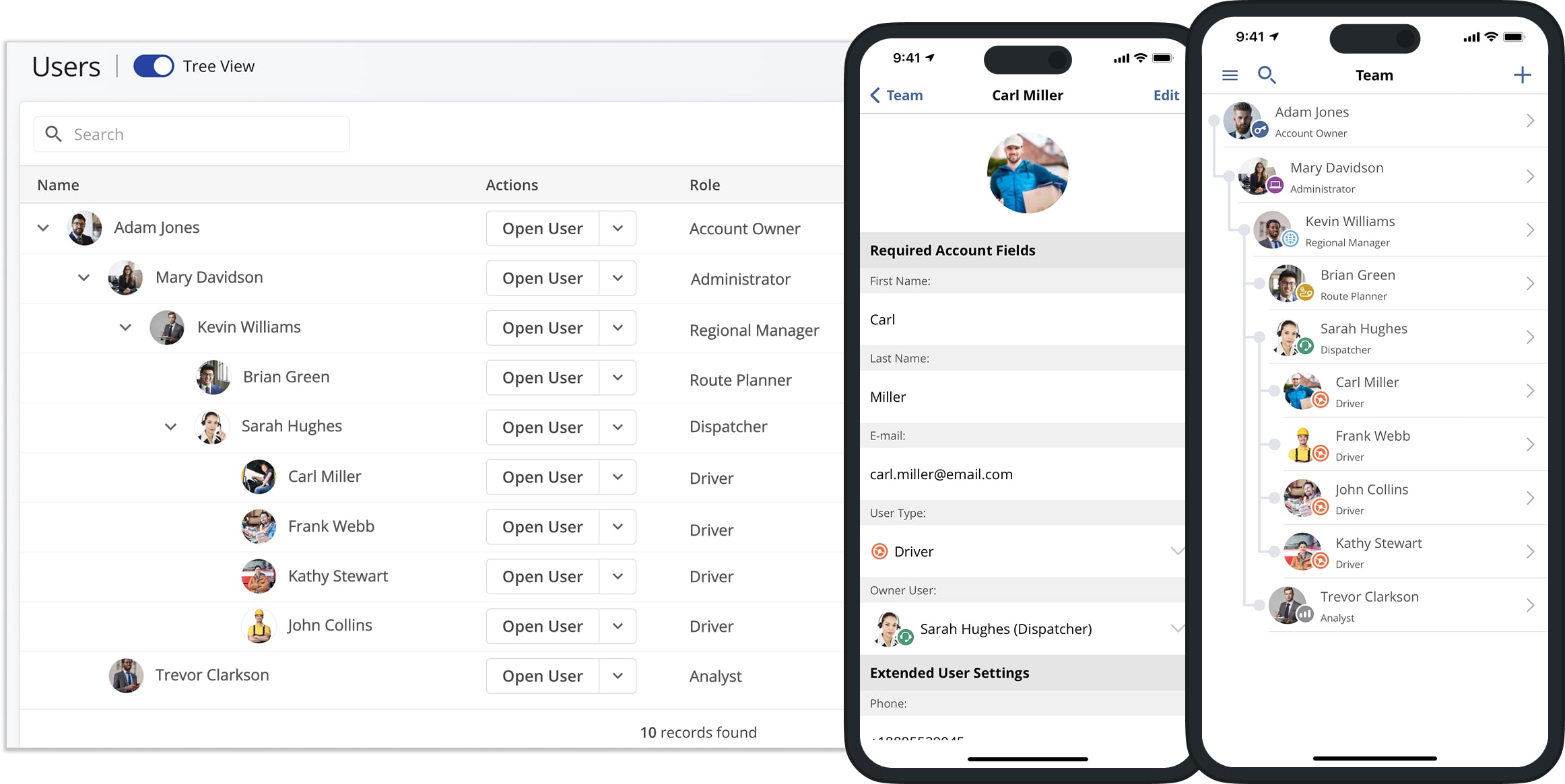 View and manage your entire Route4Me team directly from the Route4Me iPhone and Android Mobile Team Management App.