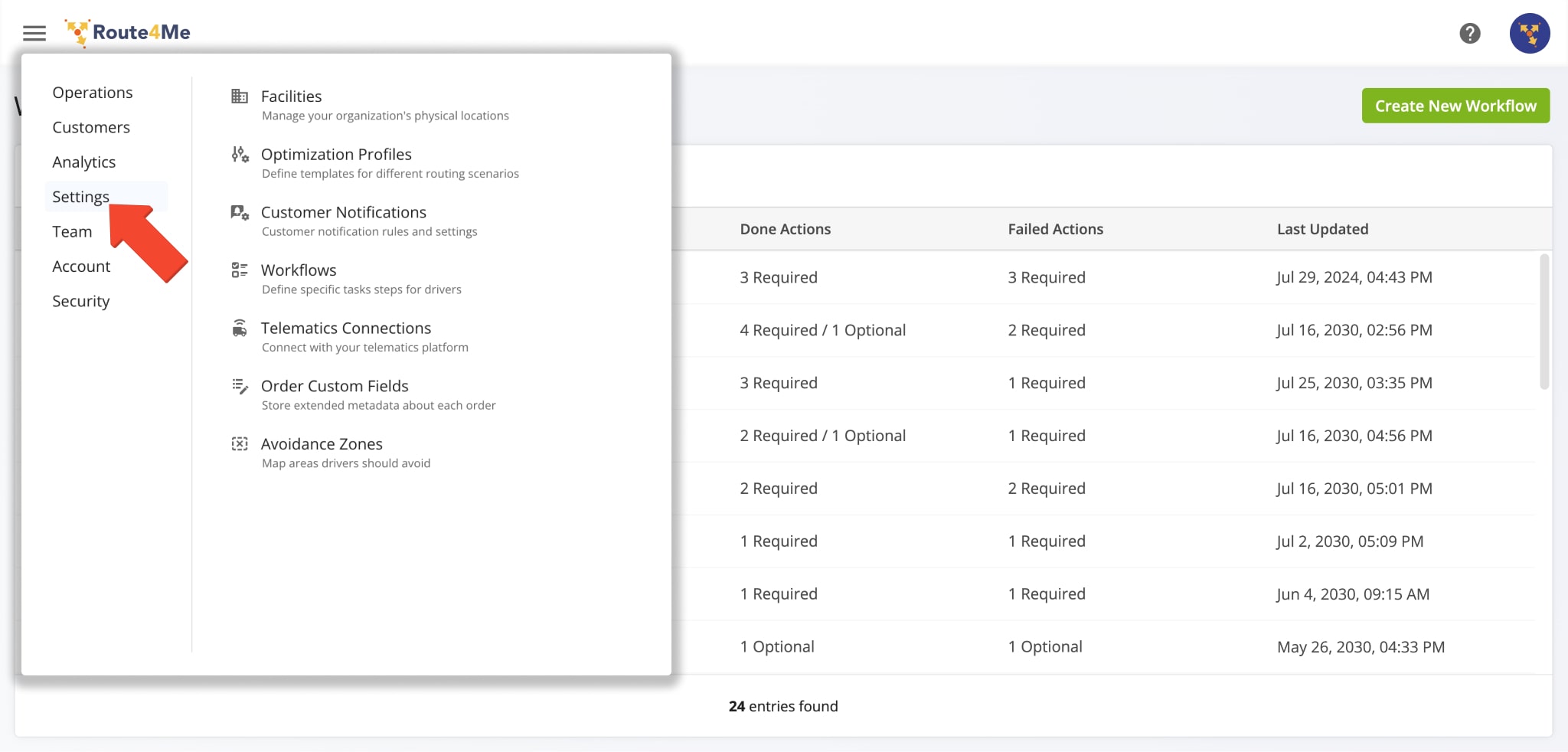 Access advanced settings such as workflows, optimization profiles, notification settings, and more.