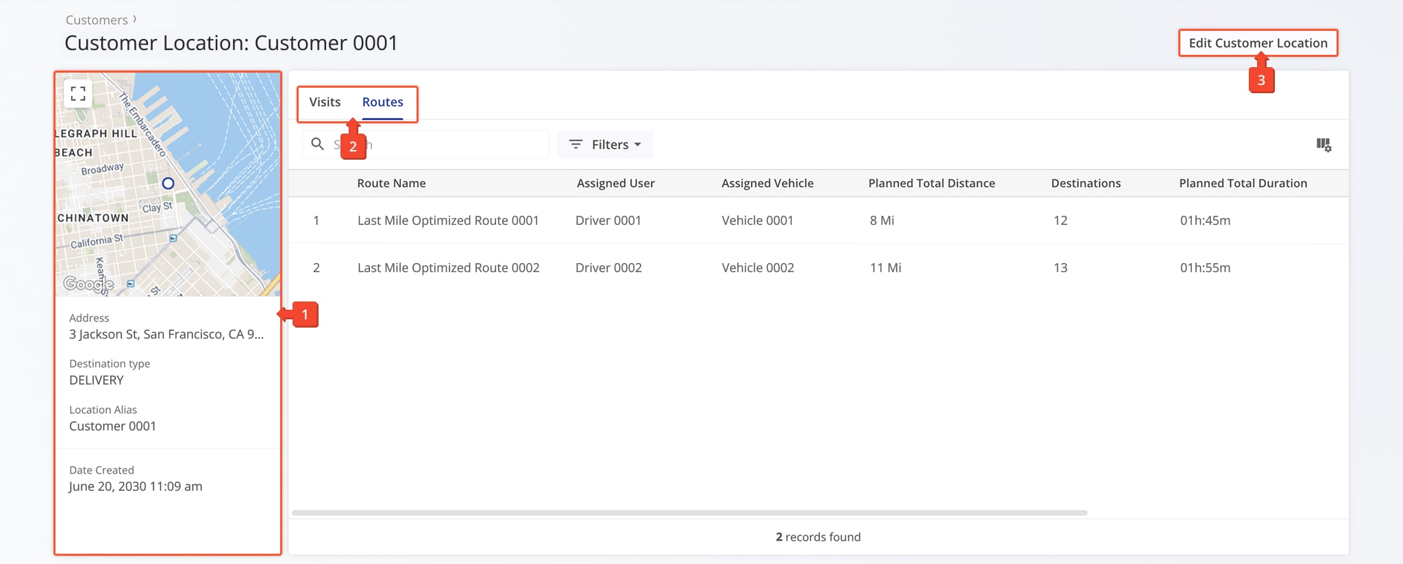 The Snapshot provides a centralized view to review, edit, and organize Customer Location data.