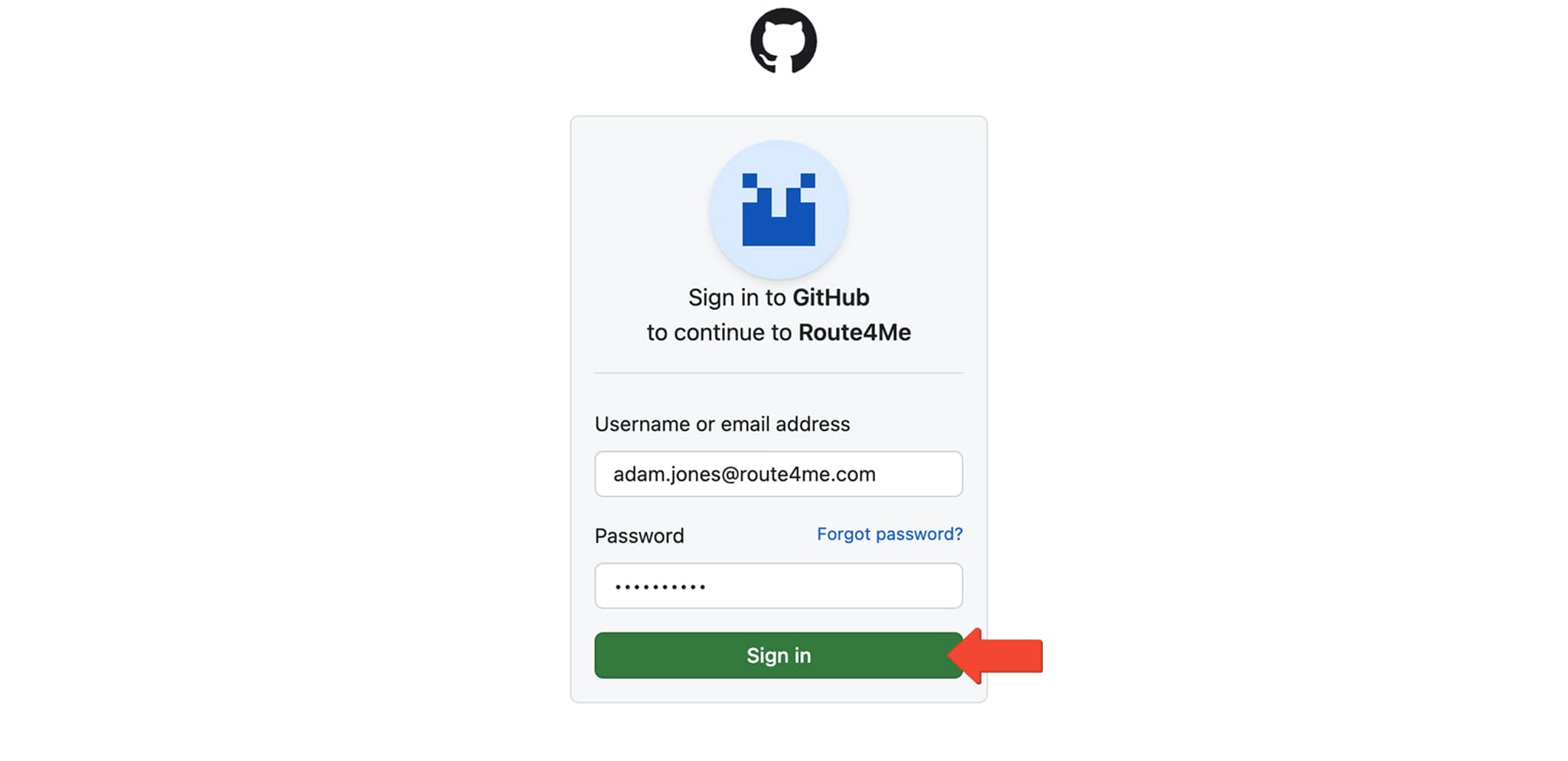 Log into the Route4Me Web Platform account using GitHub Single Sign-On (GitHub SSO).