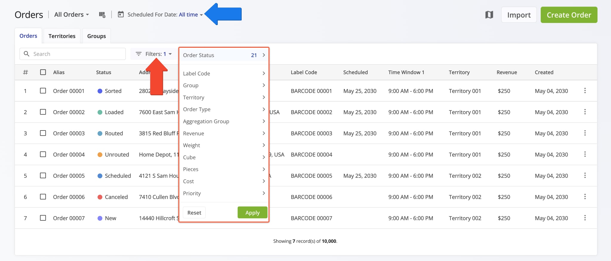 Each View Mode supports a fixed set of filters.