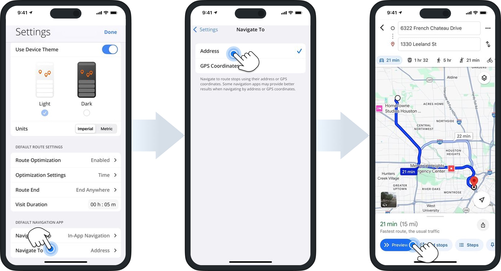 Adjust your general and default route settings to customize how Route4Me sends stops and optimizes routes in Google Maps.