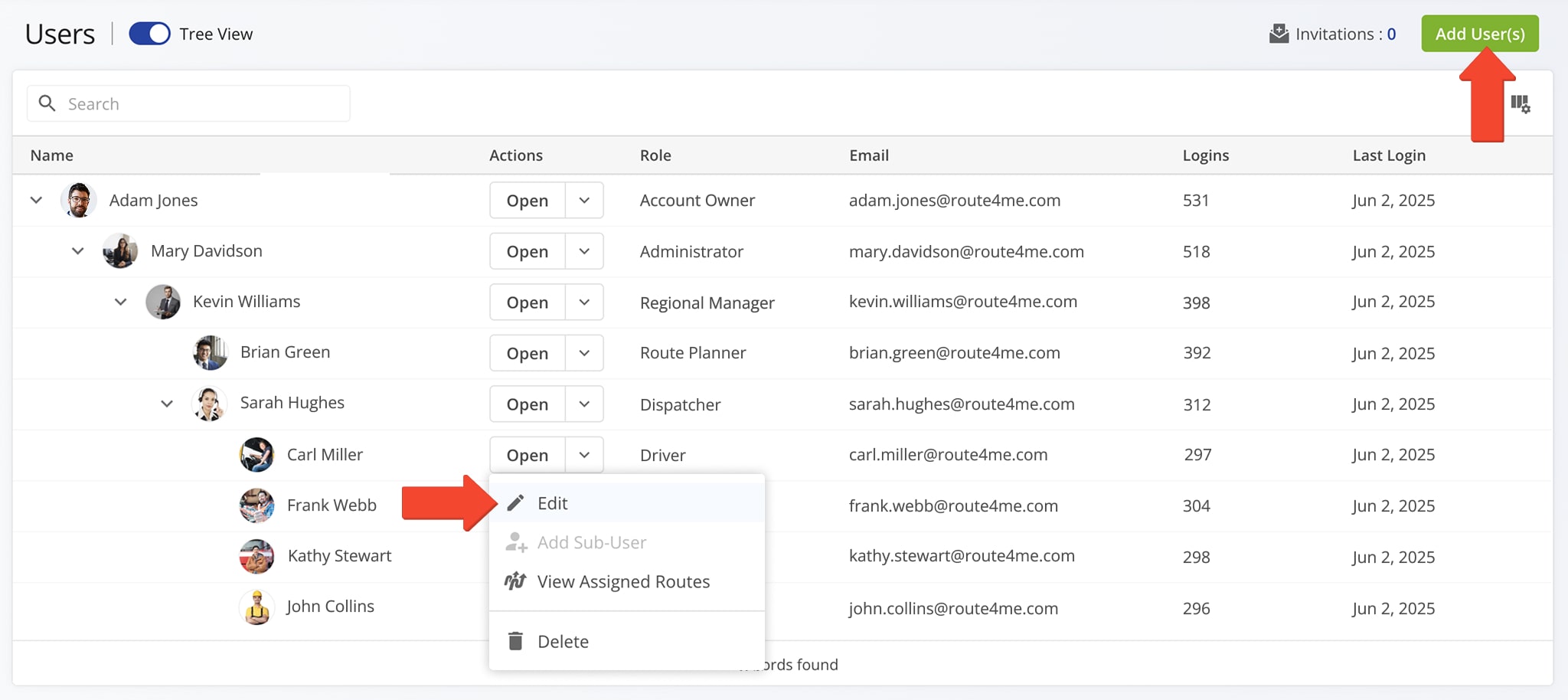 Route4Me's user types include drivers, route planners, dispatchers, managers, administrators, and analysts.