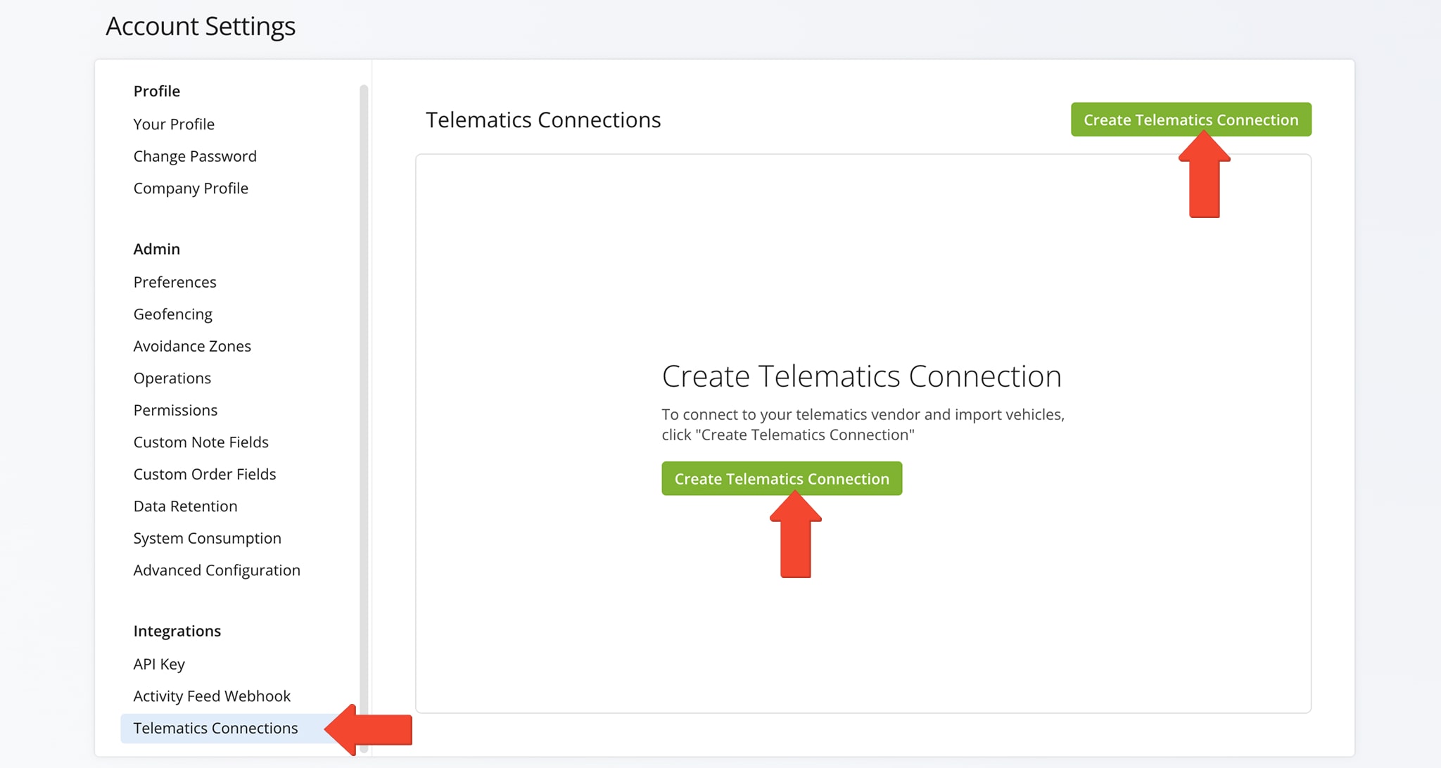 Create telematics connections through your Route4Me route planner account.