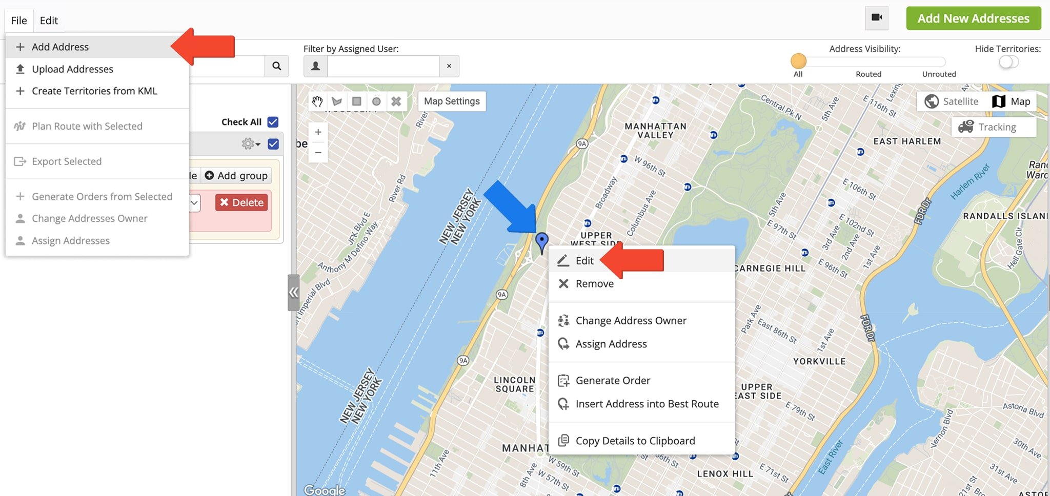 To add a recurring schedule, first add the address to your Address Book Map.