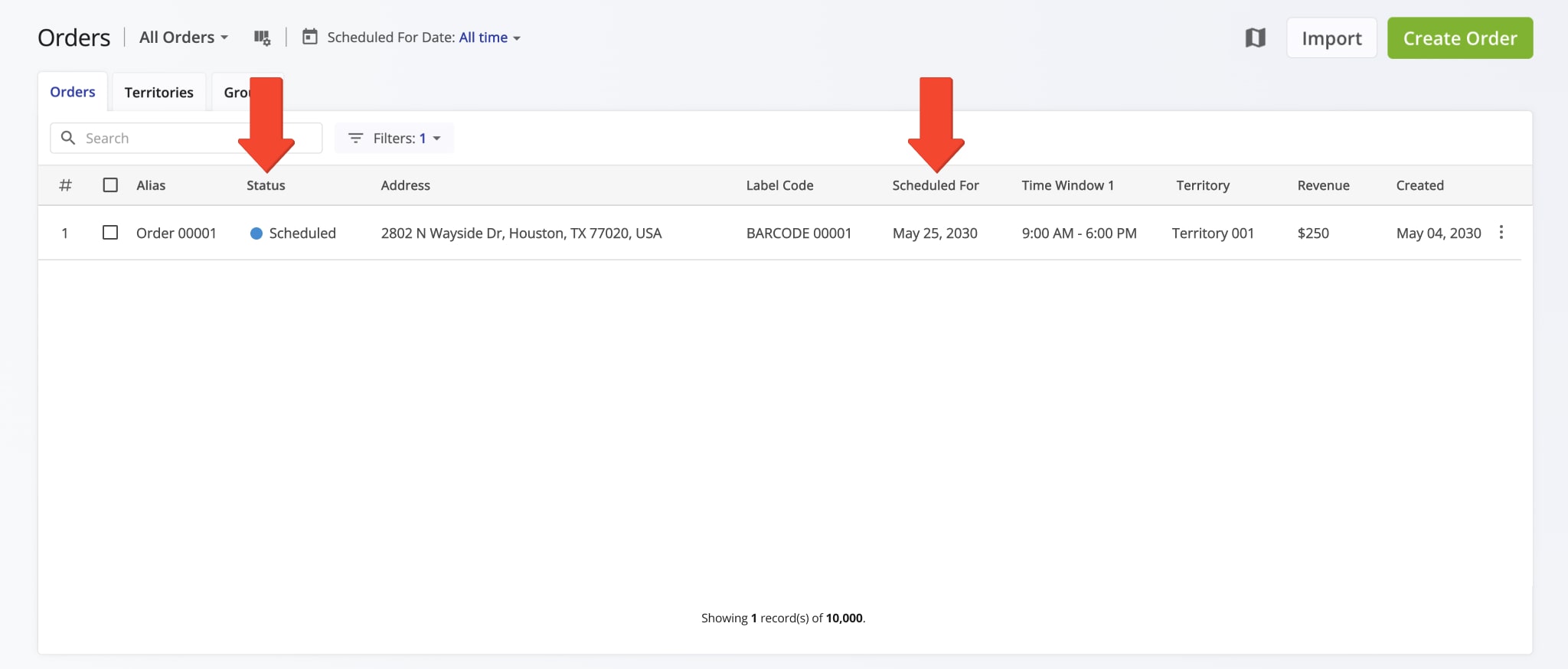 Once you create the order, it automatically becomes available in your Orders List with the 'Scheduled' status and is scheduled for the specified date.