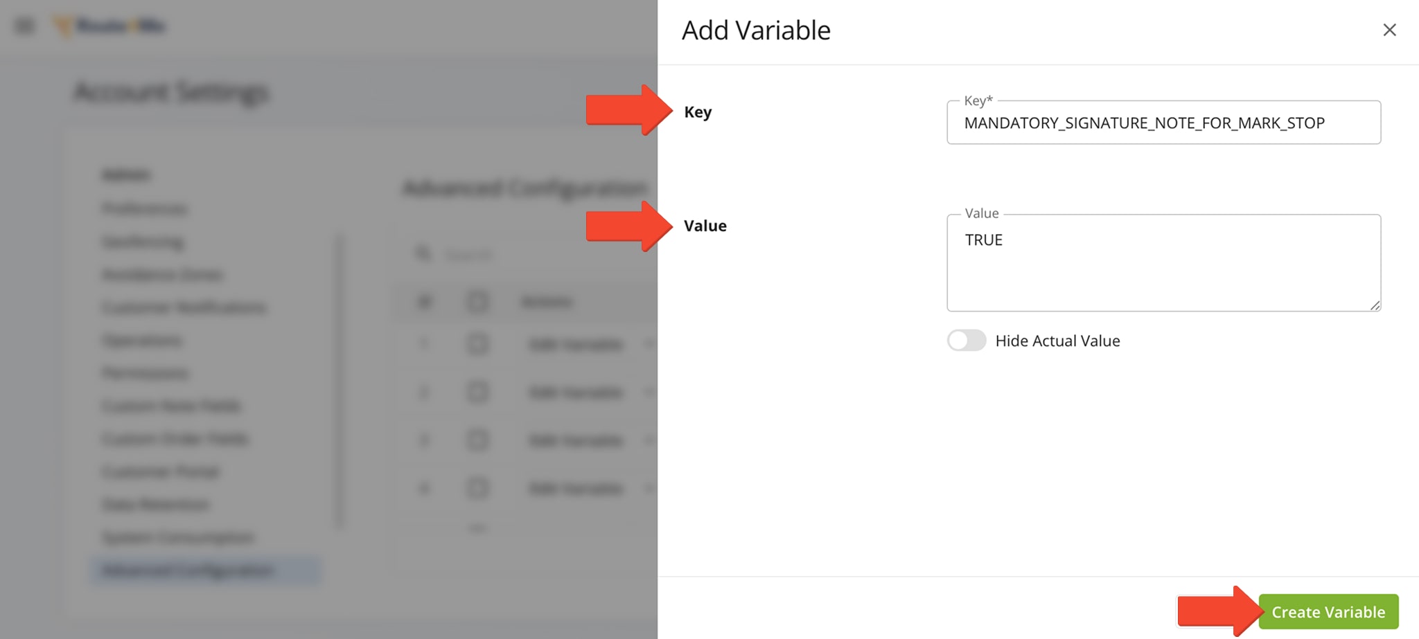 Mandatory Tasks can be enabled in the Advanced Configuration Editor and completed by team members using Route4Me’s mobile apps.