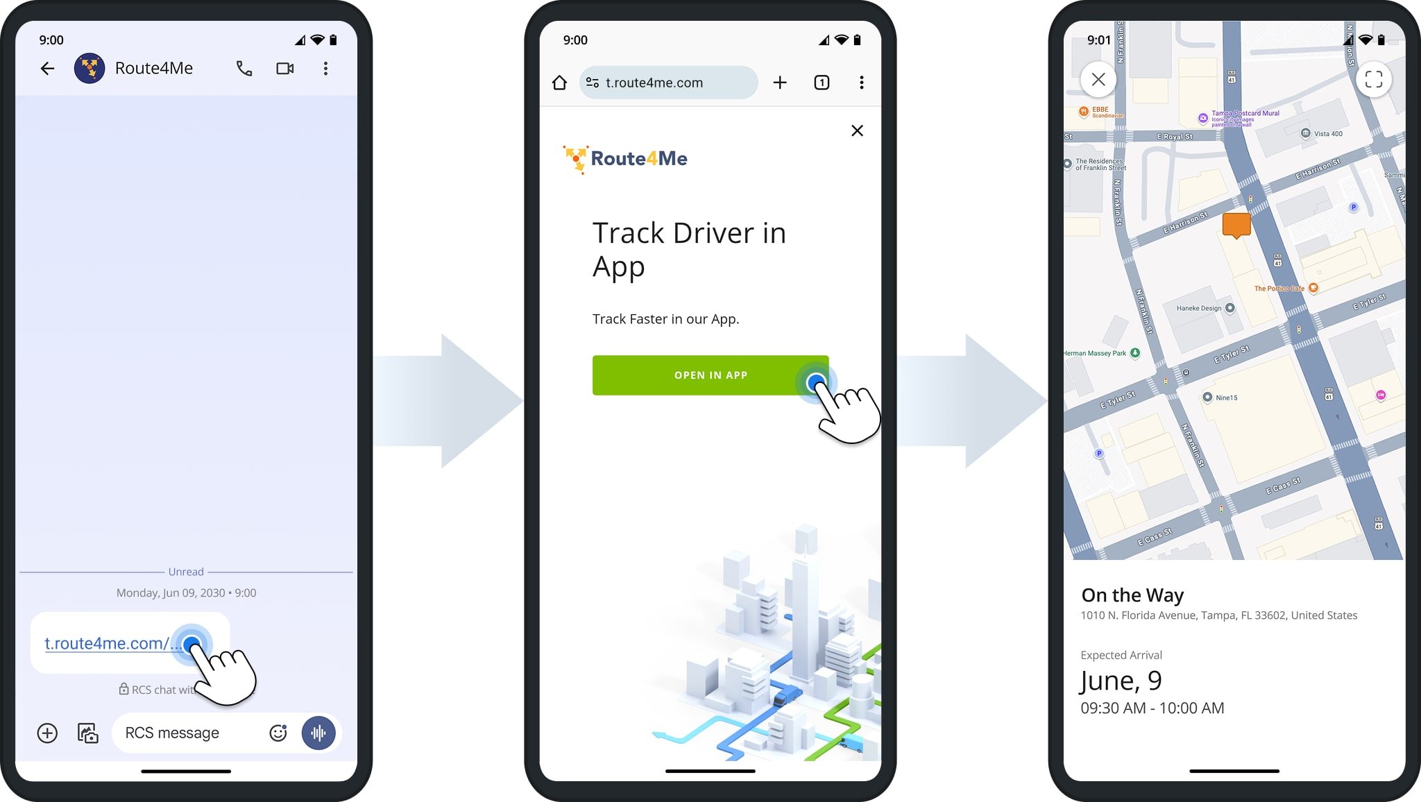 When a customer opens a tracking link on an Android device, they're redirected to download the Route4Me app for faster, more efficient, and reliable tracking.