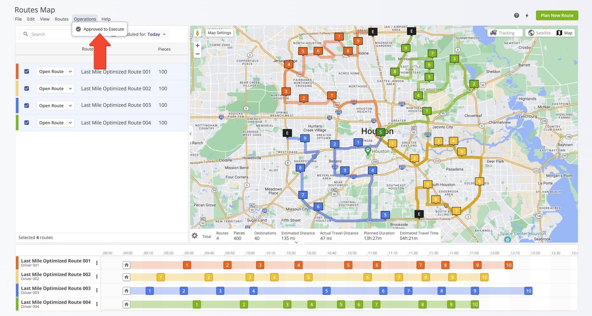 Dispatch multiple routes to customers directly from your Route4Me Routes Map to send automatic order status notifications.
