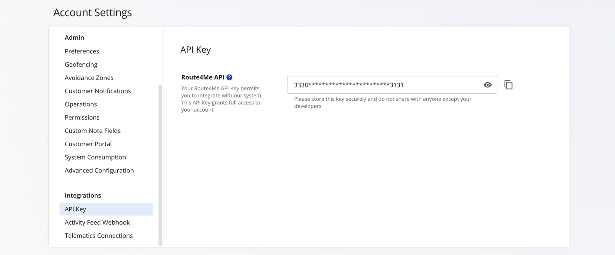 Use your API key to connect your Route4Me account to Zapier.
