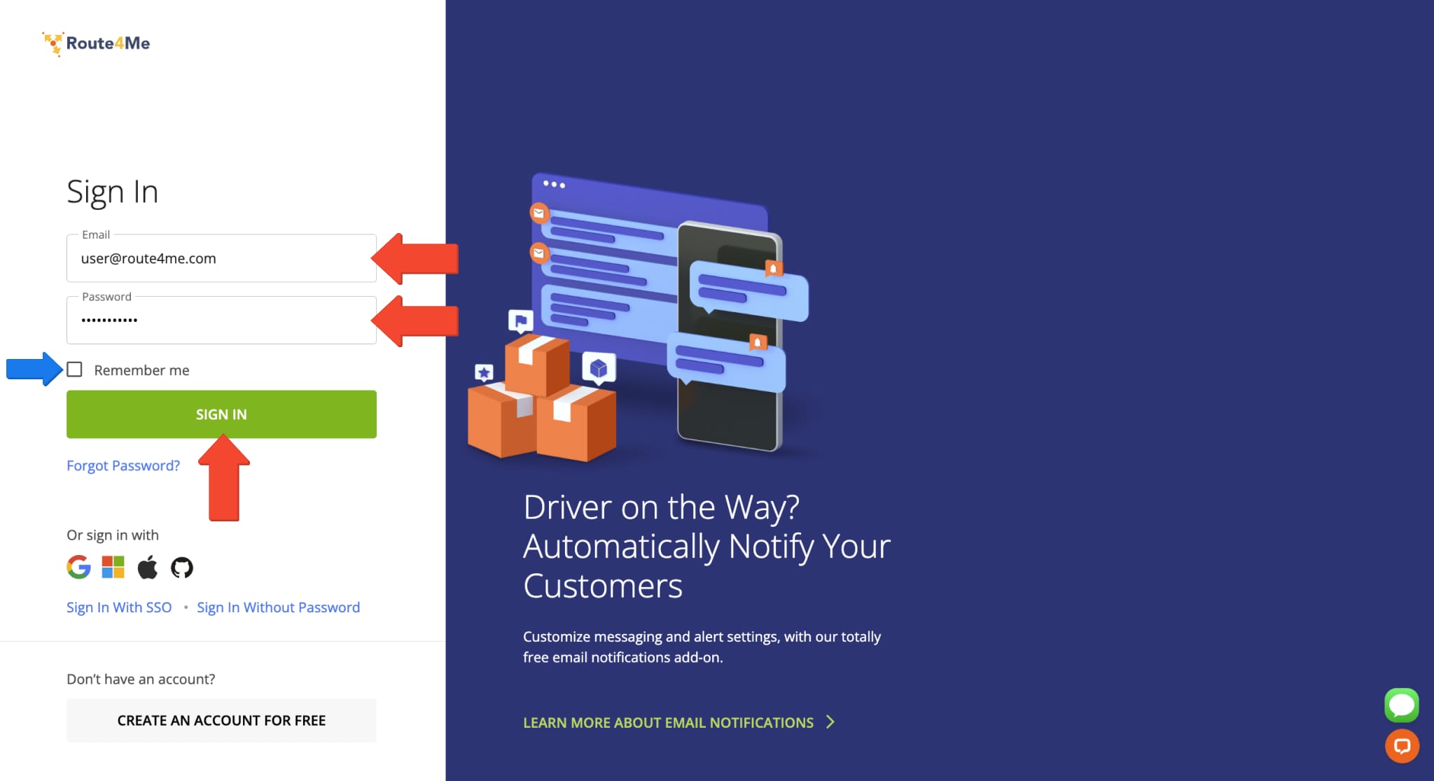 Once an account is created, or you add a new user to your team, email and password authentication becomes available.