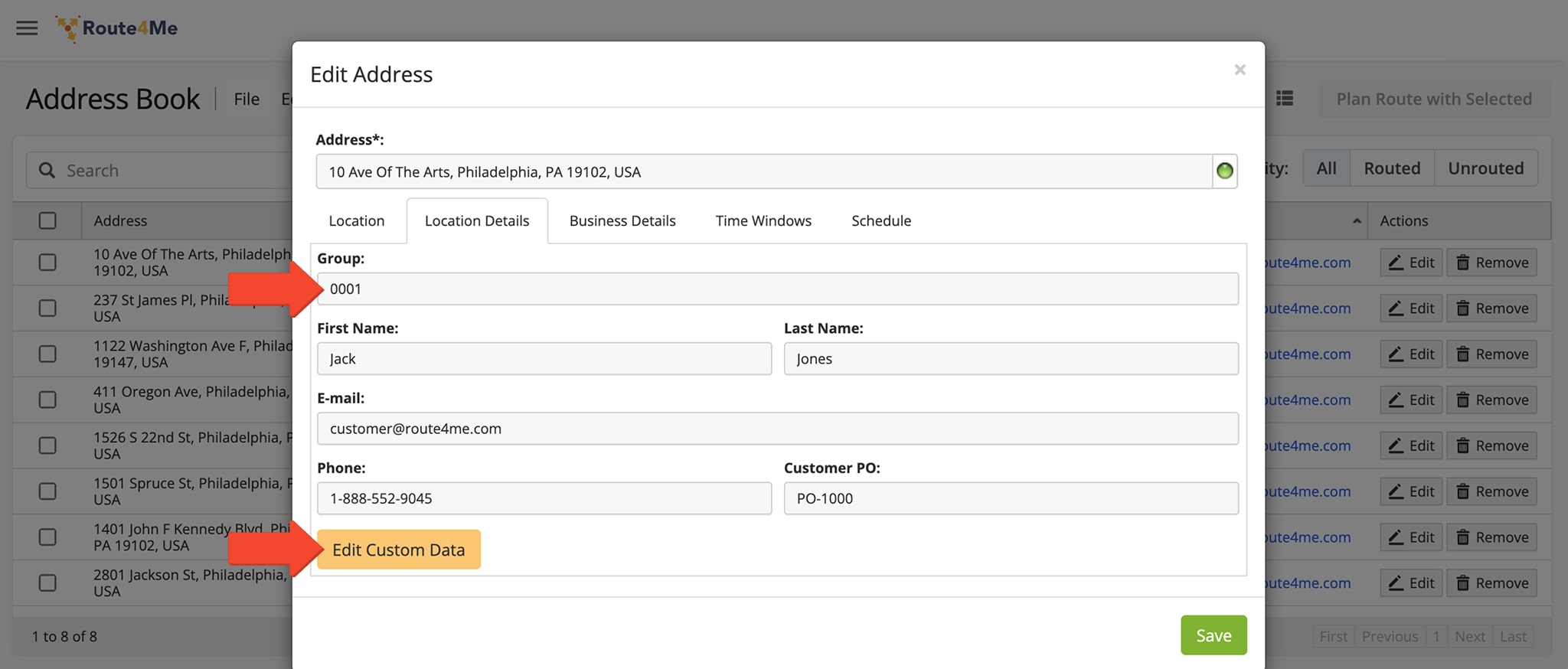 Verify the data you import into your synced Route4Me address book.