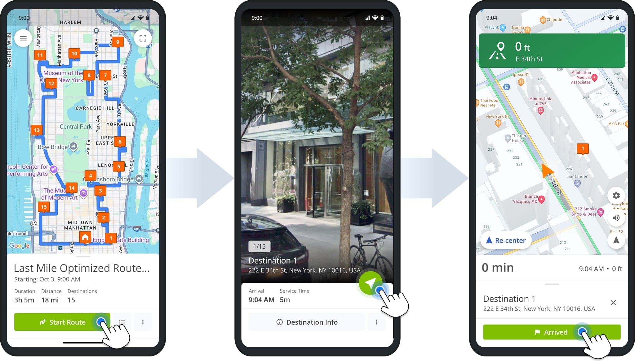 Preview destinations with a street view image before you begin navigation. 
