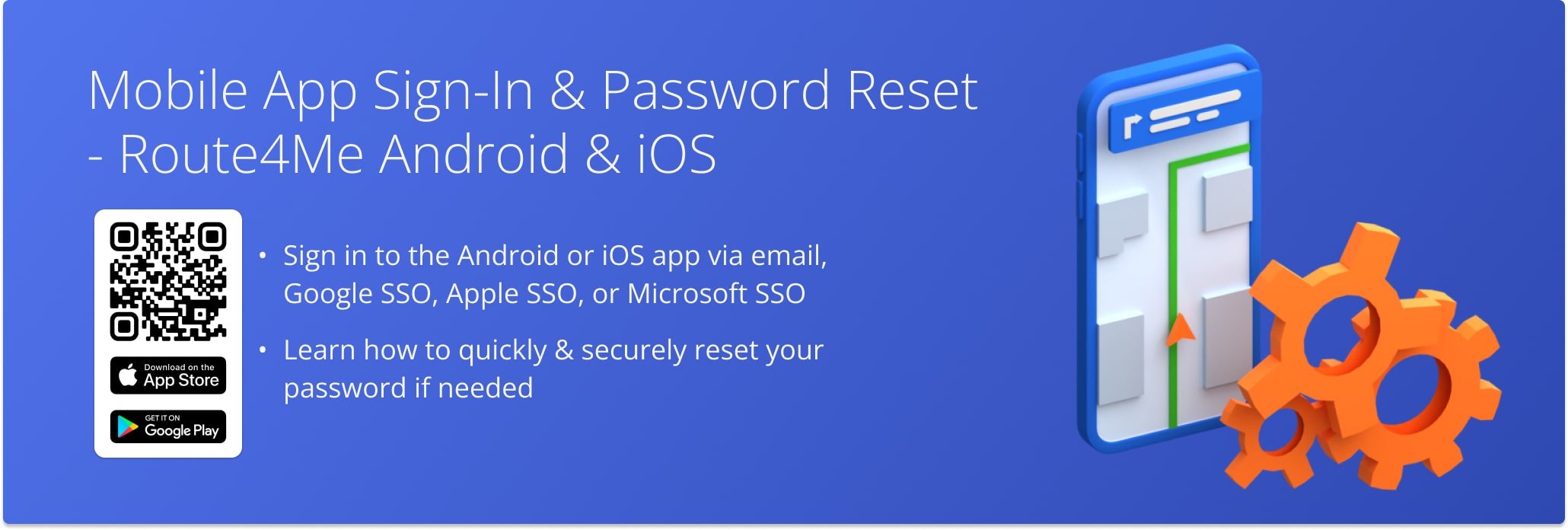 Route4Me Route Planner app sign-in and password reset instructions on Android and iOS.